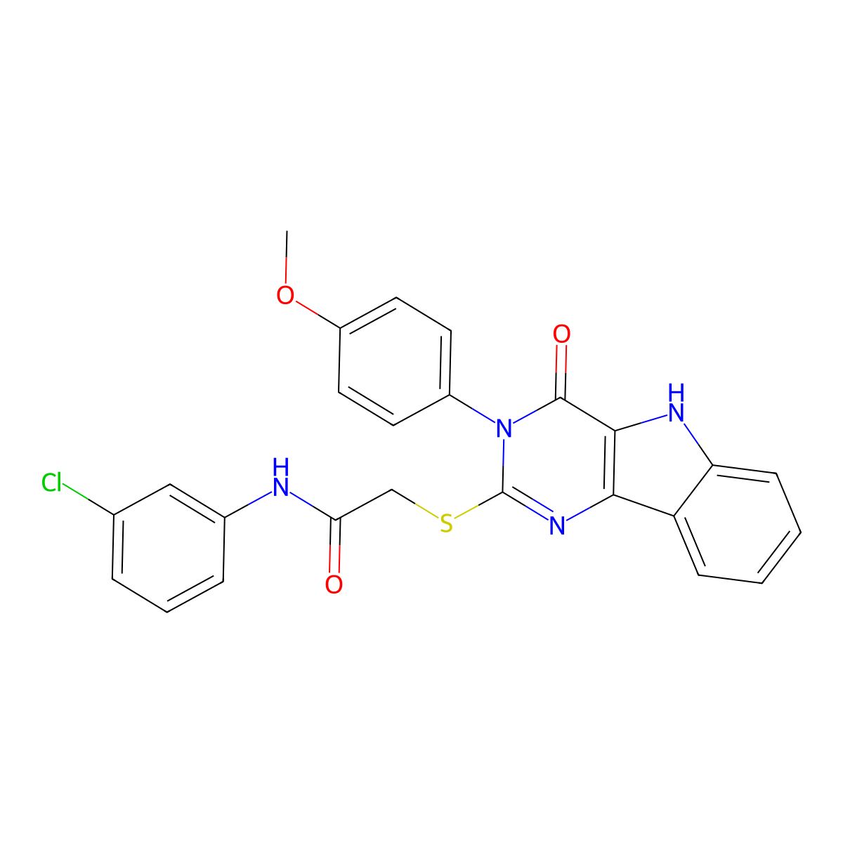 N-(3-chlorophenyl)-2-((3-(4-methoxyphenyl)-4-oxo-4,5-dihydro-3H-pyrimido[5,4-b]indol-2-yl)thio)acetamide molecular structure, CAS 536708-02-8