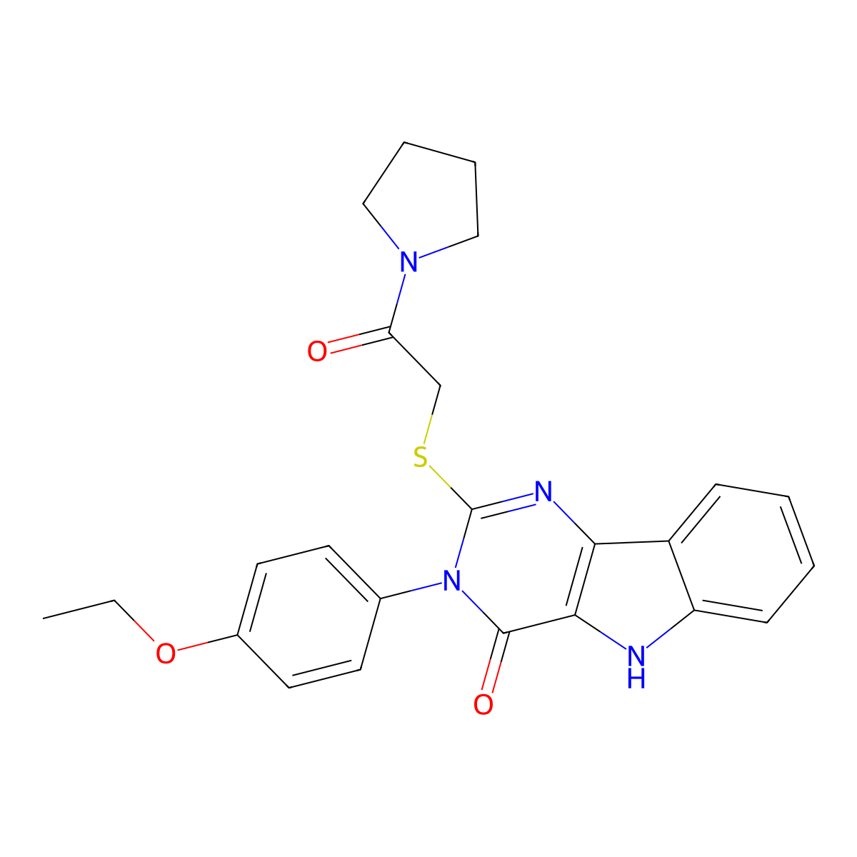 3-(4-ethoxyphenyl)-2-(2-oxo-2-pyrrolidin-1-ylethyl)sulfanyl-5H-pyrimido[5,4-b]indol-4-one molecular structure, CAS 536708-12-0