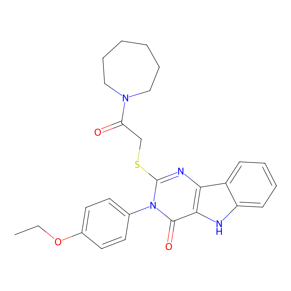 2-((2-(azepan-1-yl)-2-oxoethyl)thio)-3-(4-ethoxyphenyl)-3H-pyrimido[5,4-b]indol-4(5H)-one molecular structure, CAS 536708-14-2