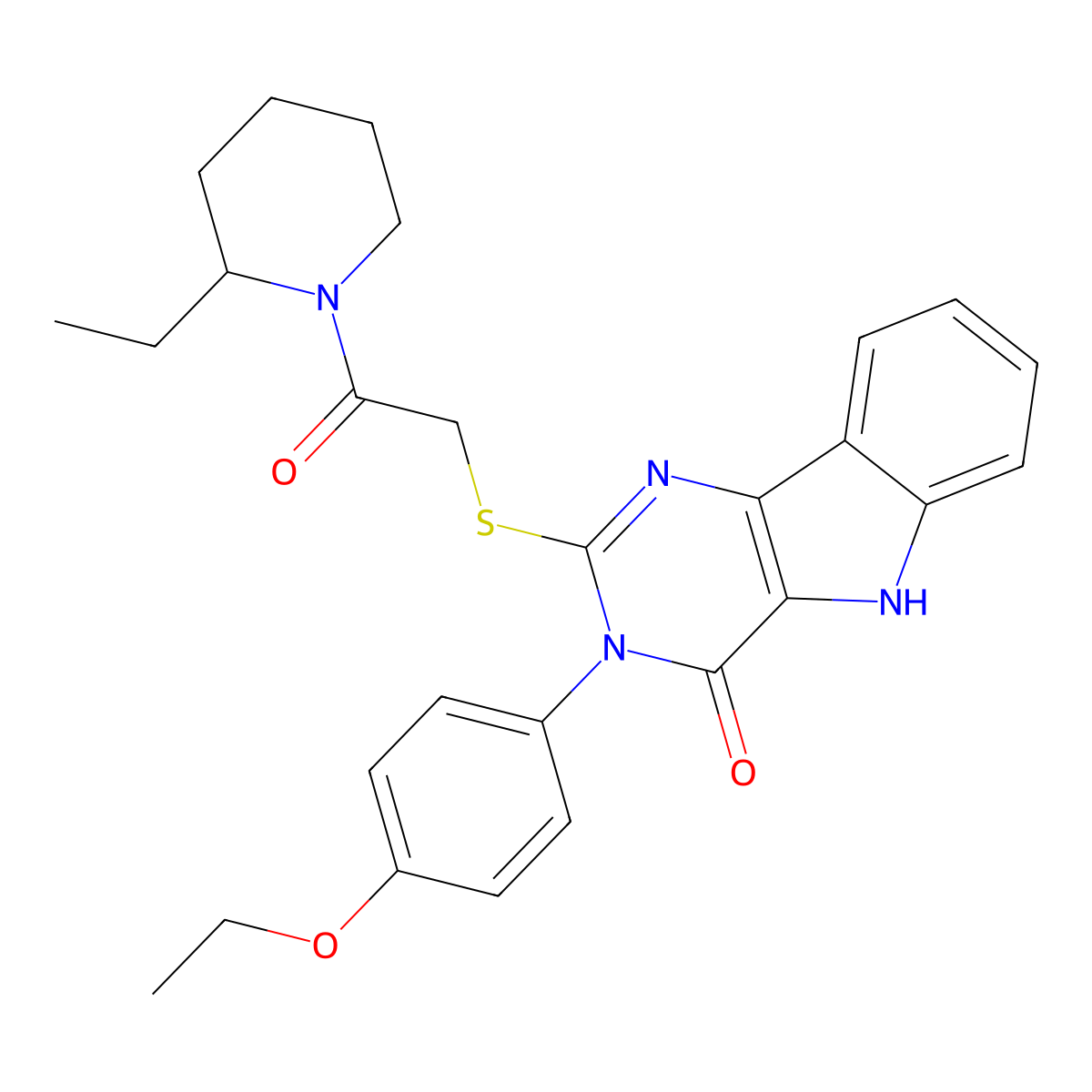 3-(4-ethoxyphenyl)-2-((2-(2-ethylpiperidin-1-yl)-2-oxoethyl)thio)-3H-pyrimido[5,4-b]indol-4(5H)-one molecular structure, CAS 536708-17-5
