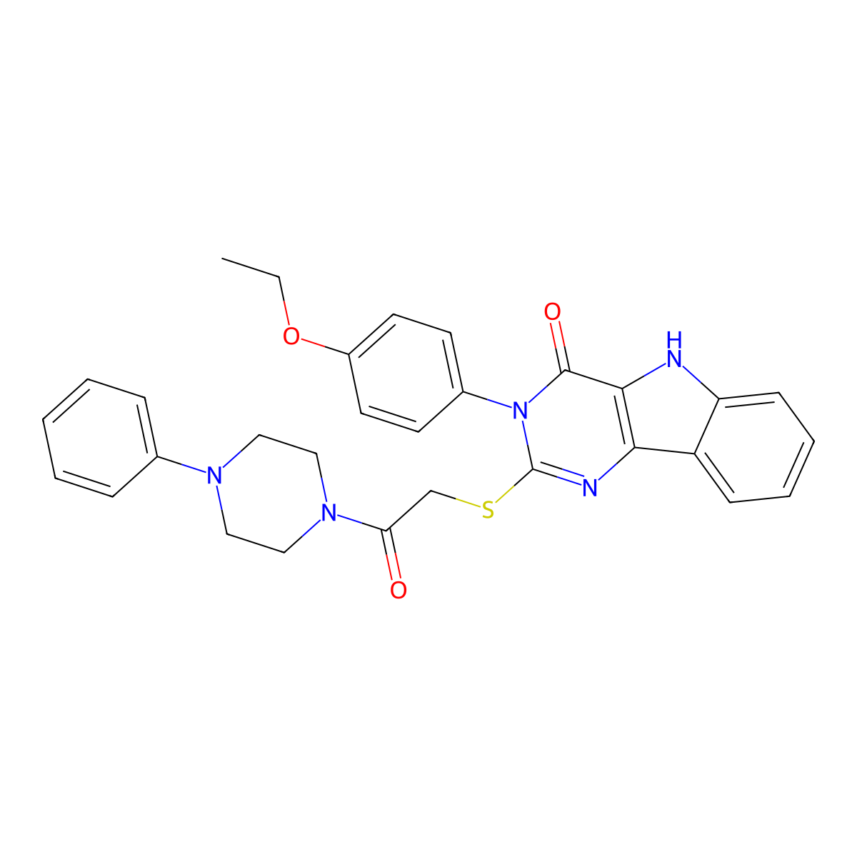 3-(4-ethoxyphenyl)-2-[2-oxo-2-(4-phenylpiperazin-1-yl)ethyl]sulfanyl-5H-pyrimido[5,4-b]indol-4-one molecular structure, CAS 536708-18-6