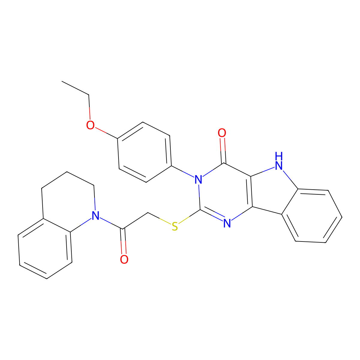2-((2-(3,4-dihydroquinolin-1(2H)-yl)-2-oxoethyl)thio)-3-(4-ethoxyphenyl)-3H-pyrimido[5,4-b]indol-4(5H)-one molecular structure, CAS 536708-21-1