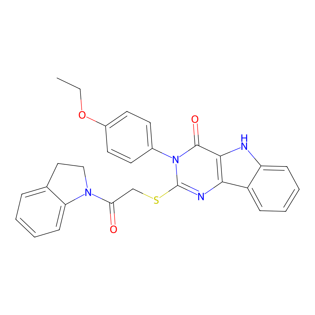 3-(4-ethoxyphenyl)-2-((2-(indolin-1-yl)-2-oxoethyl)thio)-3H-pyrimido[5,4-b]indol-4(5H)-one molecular structure, CAS 536708-22-2