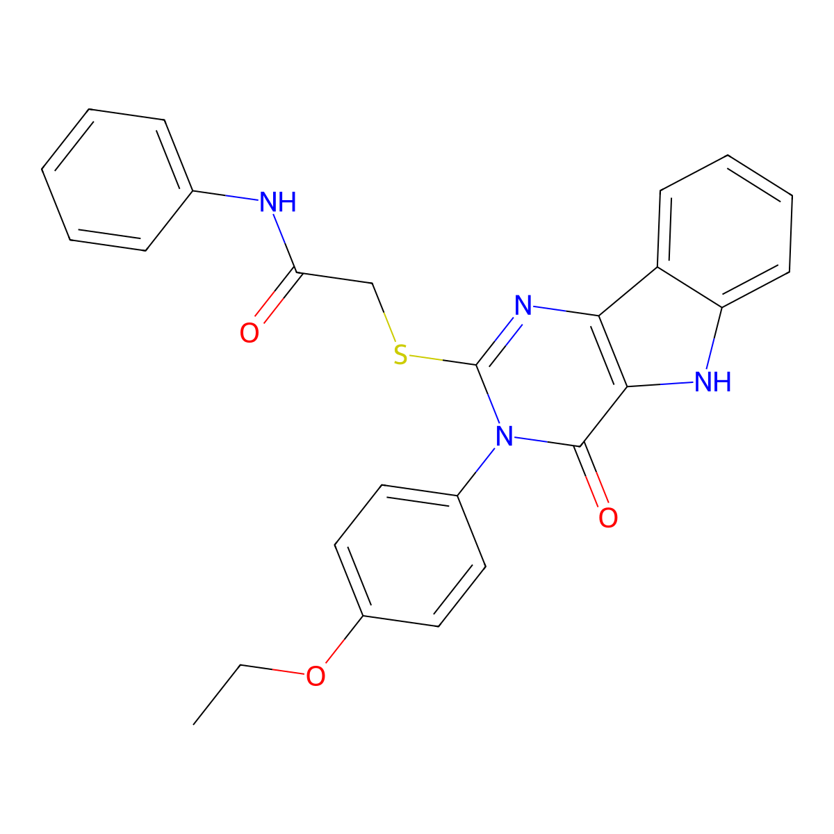 2-[[3-(4-ethoxyphenyl)-4-oxo-5H-pyrimido[5,4-b]indol-2-yl]sulfanyl]-N-phenylacetamide molecular structure, CAS 536708-27-7