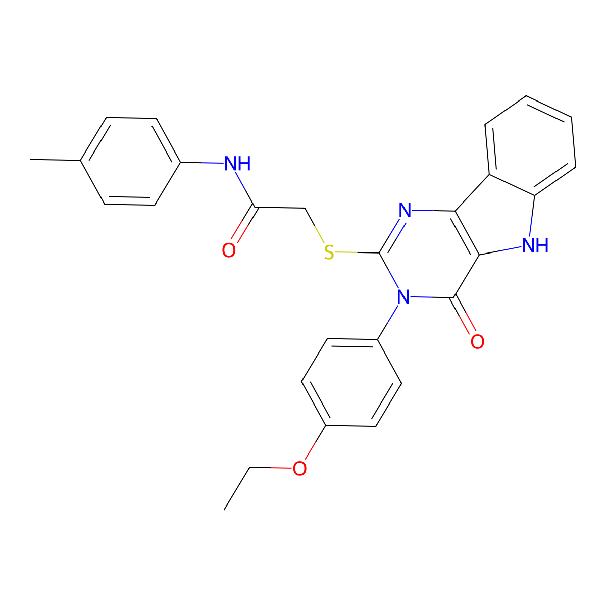 2-((3-(4-ethoxyphenyl)-4-oxo-4,5-dihydro-3H-pyrimido[5,4-b]indol-2-yl)thio)-N-(p-tolyl)acetamide molecular structure, CAS 536708-32-4