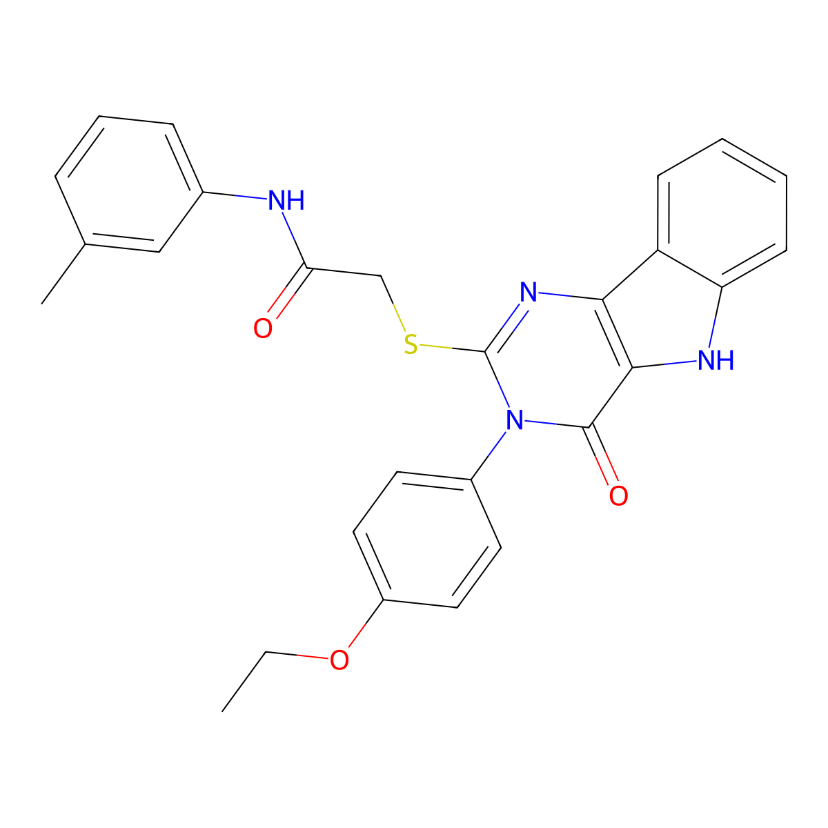 2-((3-(4-ethoxyphenyl)-4-oxo-4,5-dihydro-3H-pyrimido[5,4-b]indol-2-yl)thio)-N-(m-tolyl)acetamide molecular structure, CAS 536708-33-5