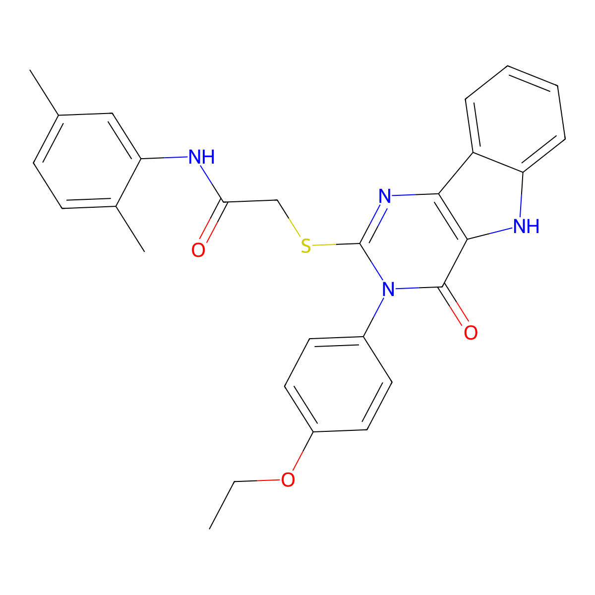 N-(2,5-dimethylphenyl)-2-((3-(4-ethoxyphenyl)-4-oxo-4,5-dihydro-3H-pyrimido[5,4-b]indol-2-yl)thio)acetamide molecular structure, CAS 536708-36-8