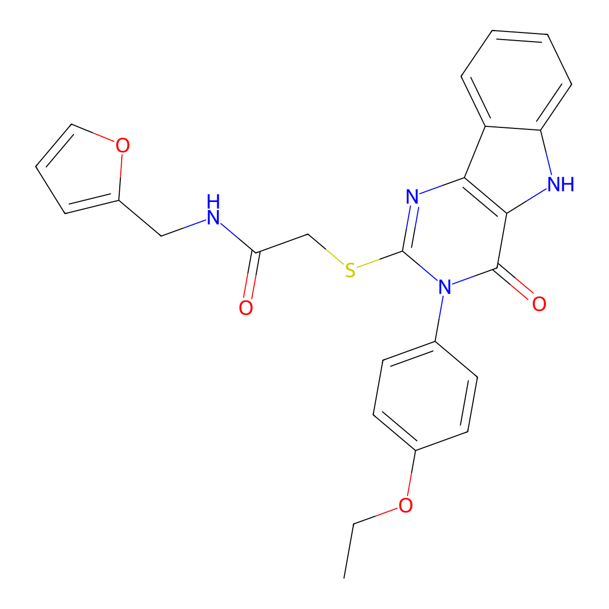 2-[[3-(4-ethoxyphenyl)-4-oxo-5H-pyrimido[5,4-b]indol-2-yl]sulfanyl]-N-(furan-2-ylmethyl)acetamide molecular structure, CAS 536708-45-9