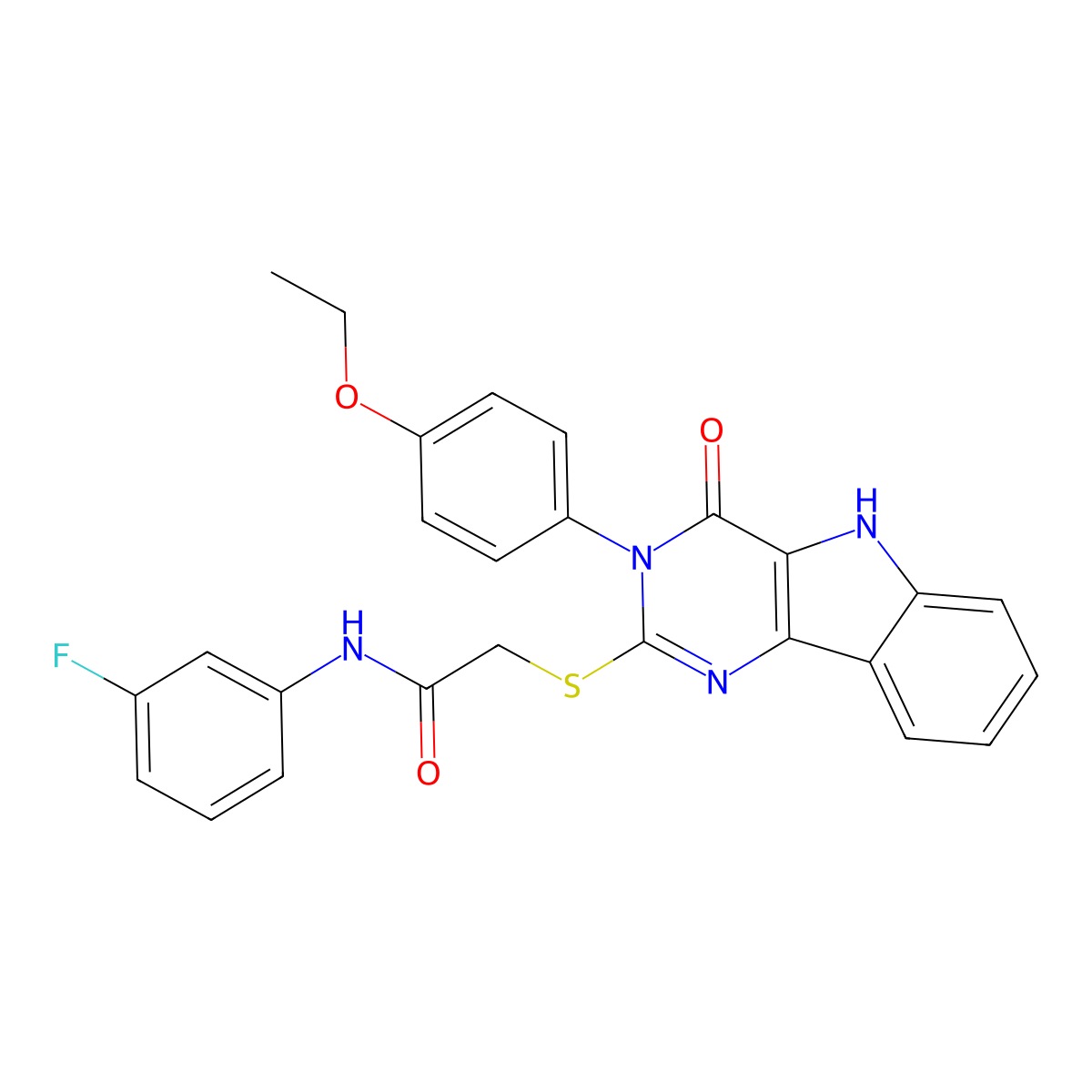 2-((3-(4-ethoxyphenyl)-4-oxo-4,5-dihydro-3H-pyrimido[5,4-b]indol-2-yl)thio)-N-(3-fluorophenyl)acetamide molecular structure, CAS 536708-57-3
