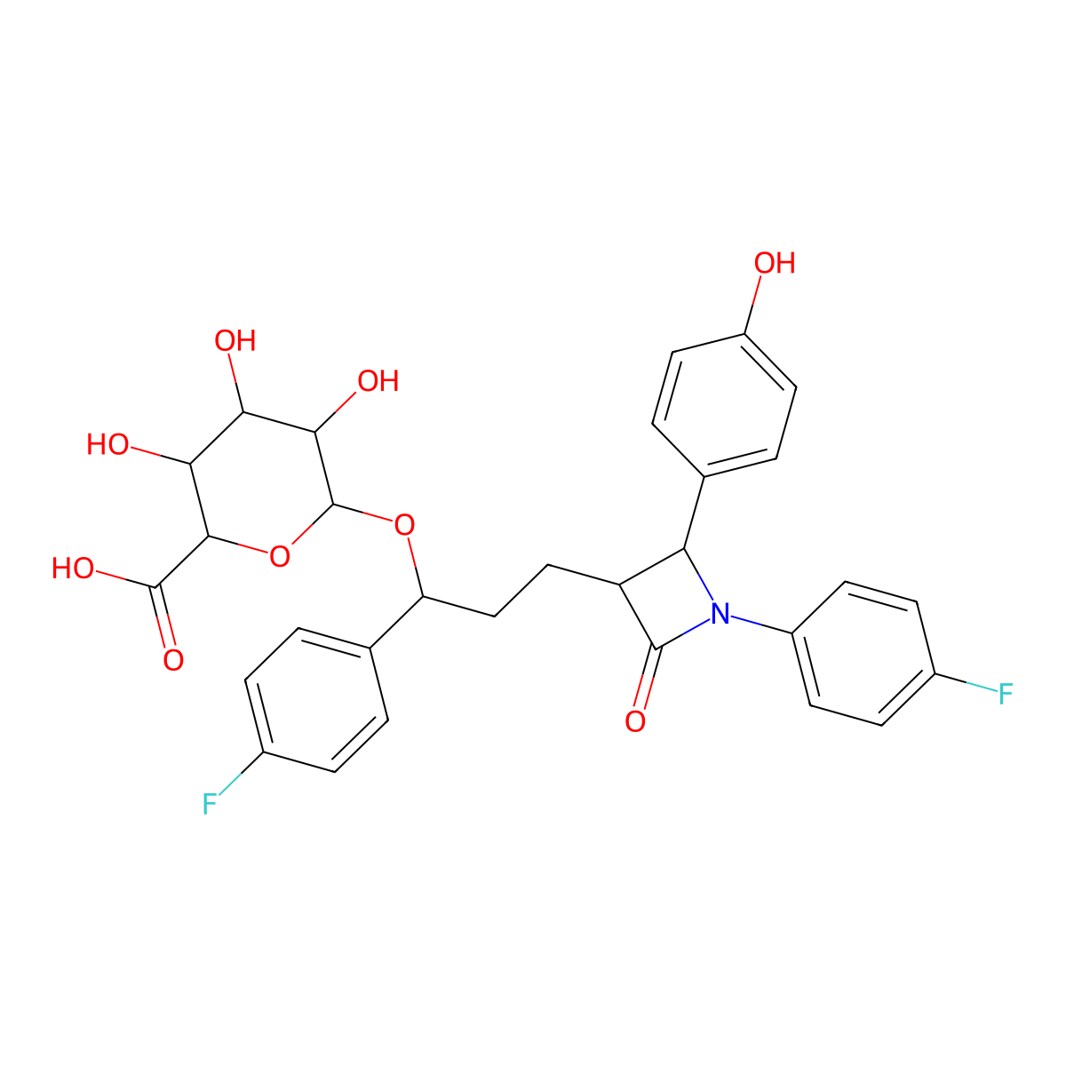 Ezetimibe hydroxy glucuronide molecular structure, CAS 536709-33-8