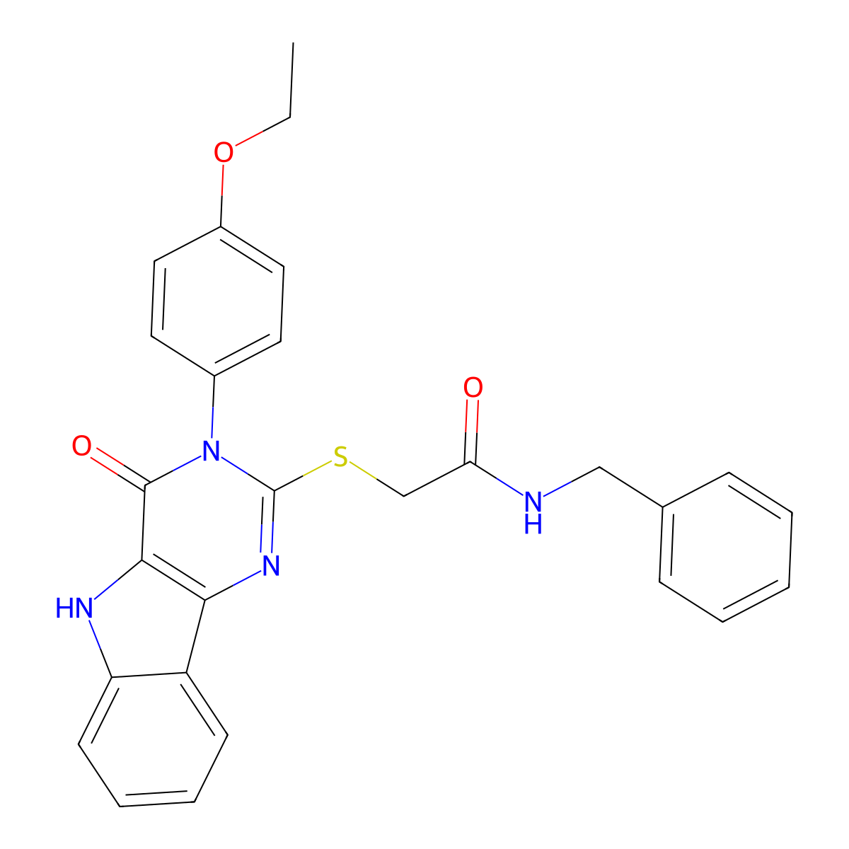 N-benzyl-2-((3-(4-ethoxyphenyl)-4-oxo-4,5-dihydro-3H-pyrimido[5,4-b]indol-2-yl)thio)acetamide molecular structure, CAS 536710-17-5