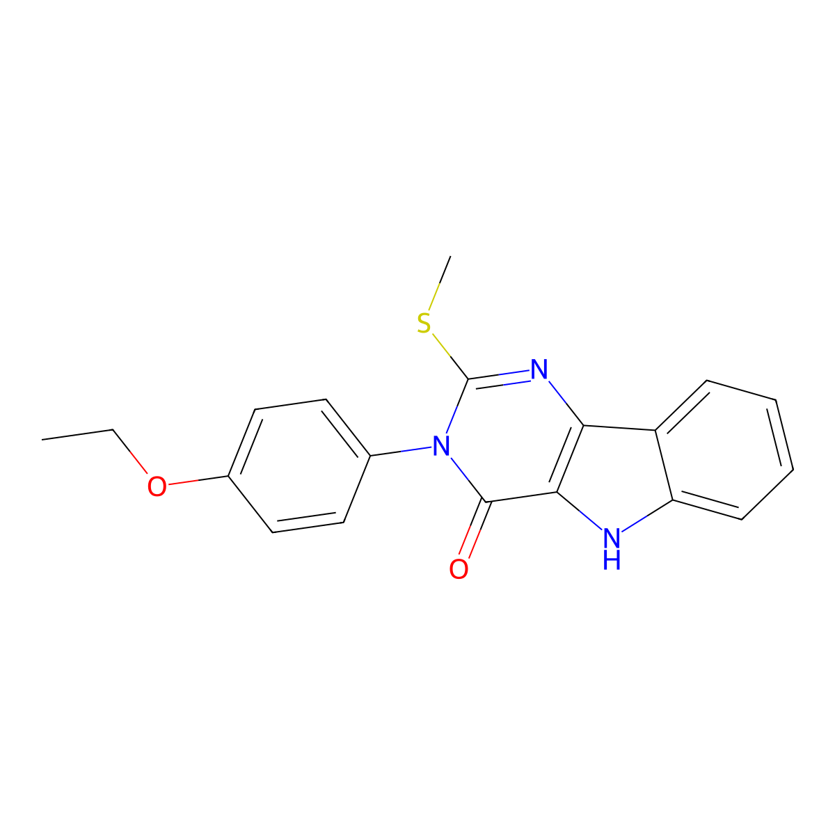3-(4-ethoxyphenyl)-2-methylsulfanyl-5H-pyrimido[5,4-b]indol-4-one molecular structure, CAS 536710-25-5