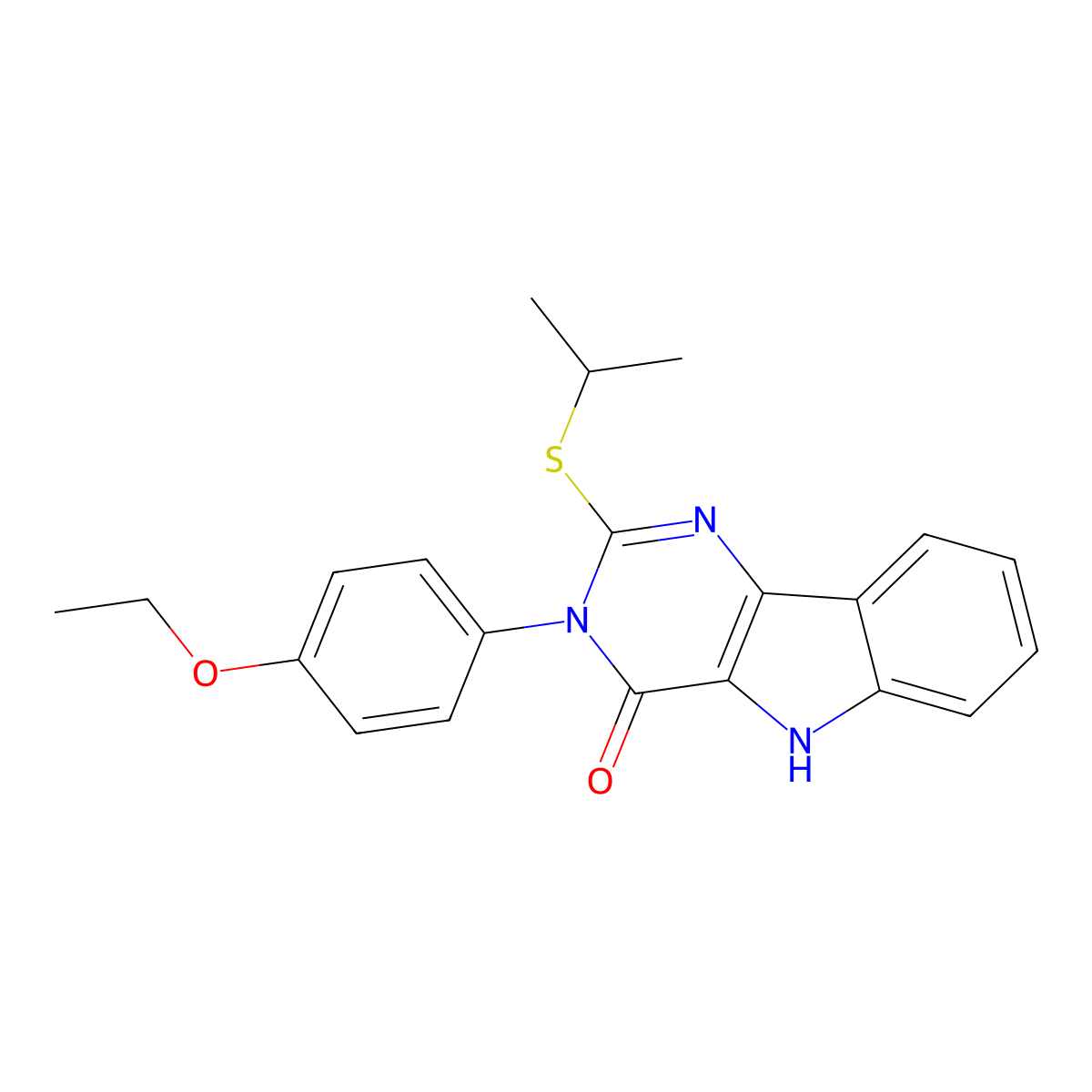 3-(4-ethoxyphenyl)-2-(isopropylthio)-3H-pyrimido[5,4-b]indol-4(5H)-one molecular structure, CAS 536710-28-8