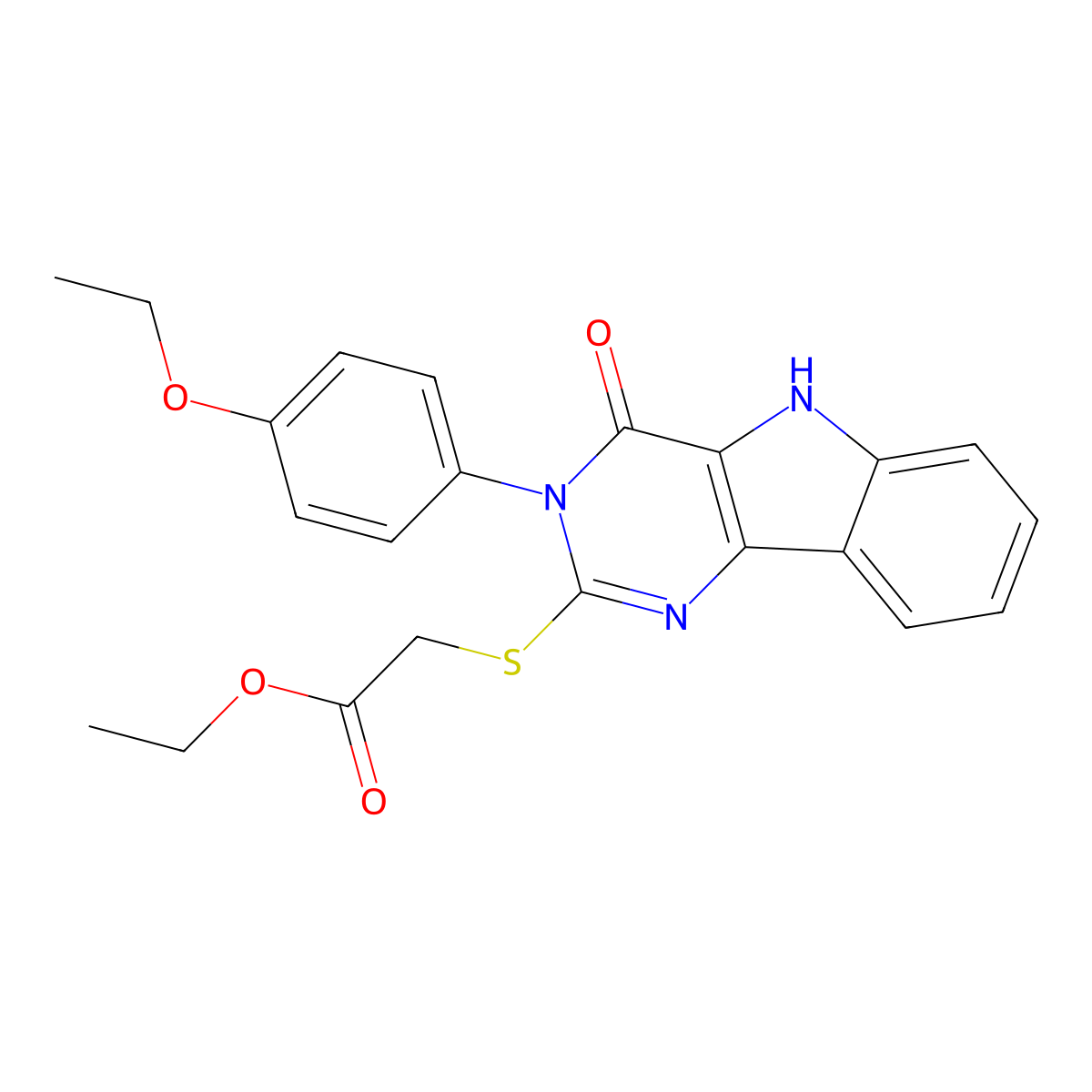 ethyl 2-[[3-(4-ethoxyphenyl)-4-oxo-5H-pyrimido[5,4-b]indol-2-yl]sulfanyl]acetate molecular structure, CAS 536710-45-9