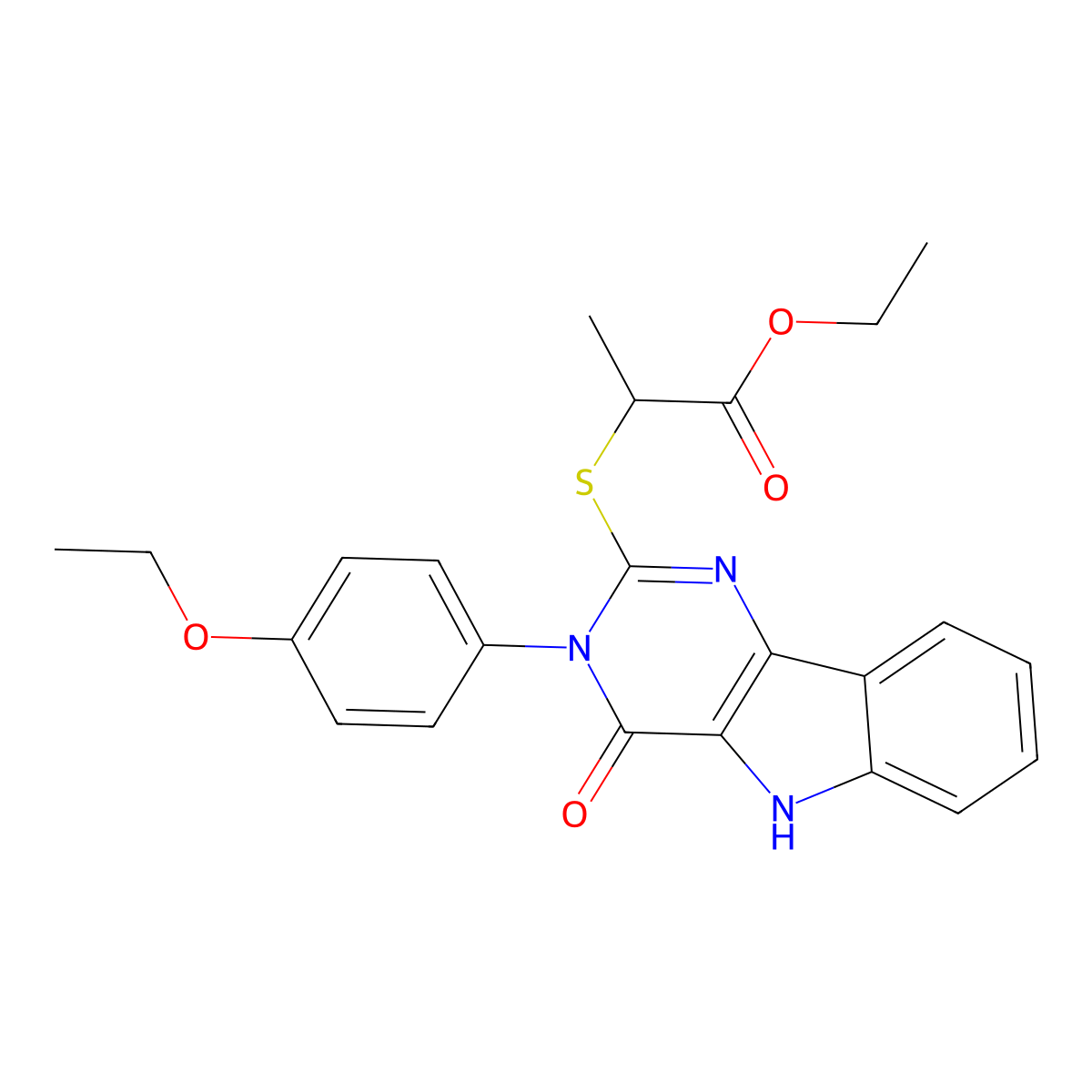 ethyl 2-{[3-(4-ethoxyphenyl)-4-oxo-3H,4H,5H-pyrimido[5,4-b]indol-2-yl]sulfanyl}propanoate molecular structure, CAS 536710-46-0