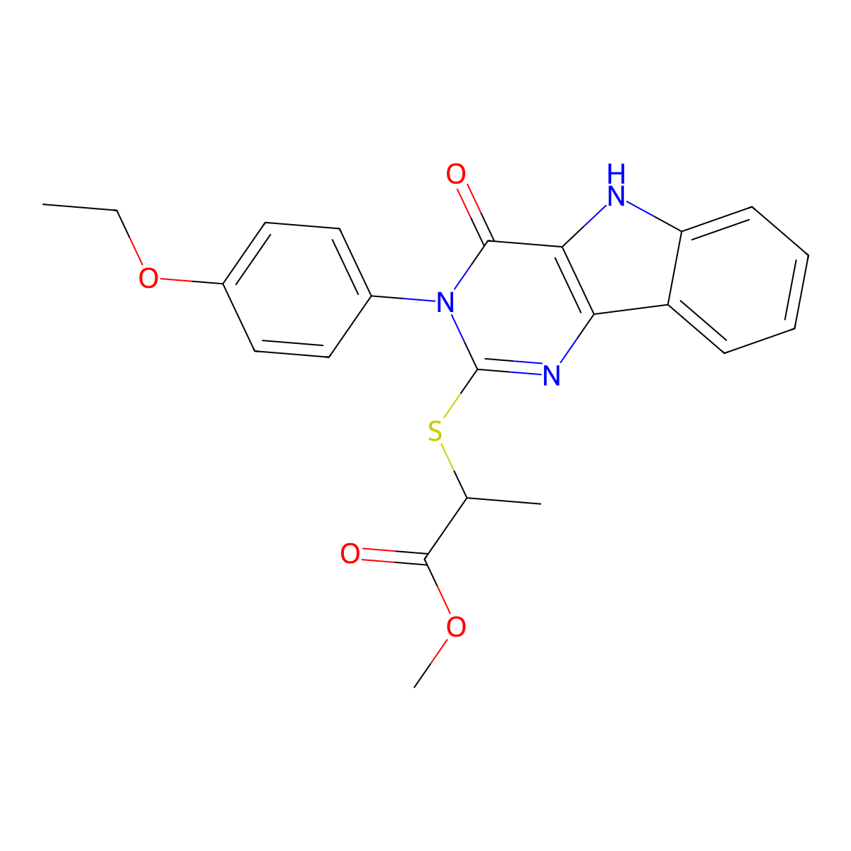 methyl 2-((3-(4-ethoxyphenyl)-4-oxo-4,5-dihydro-3H-pyrimido[5,4-b]indol-2-yl)thio)propanoate molecular structure, CAS 536710-47-1