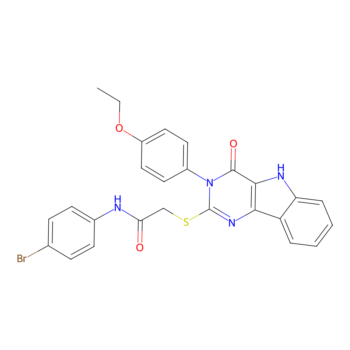 N-(4-bromophenyl)-2-[[3-(4-ethoxyphenyl)-4-oxo-5H-pyrimido[5,4-b]indol-2-yl]sulfanyl]acetamide molecular structure, CAS 536710-51-7
