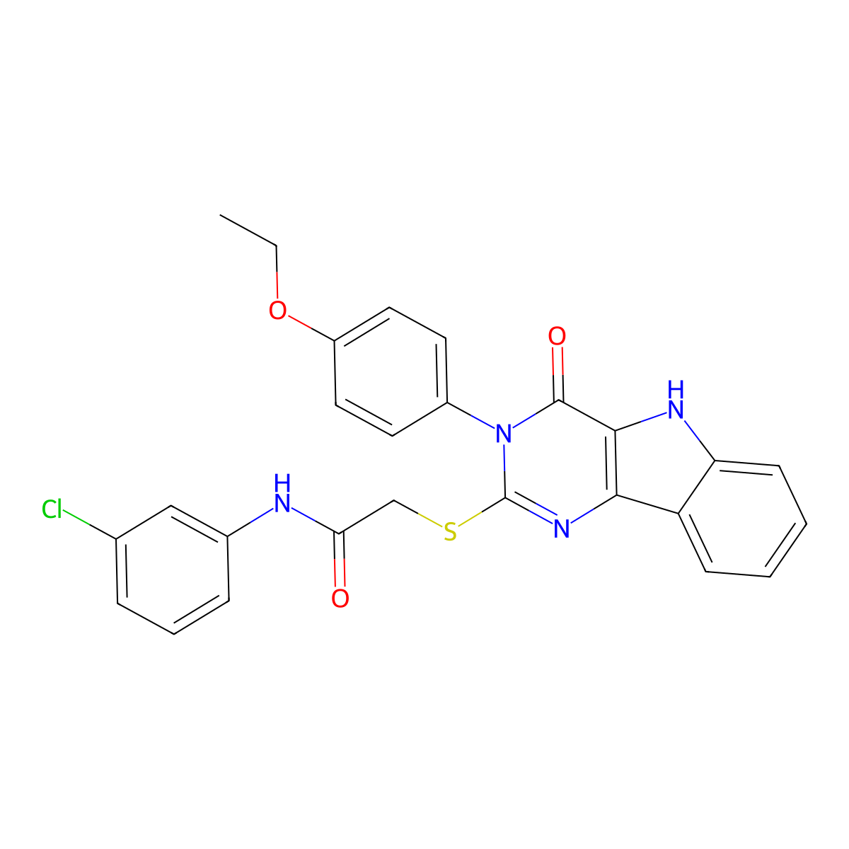 N-(3-chlorophenyl)-2-((3-(4-ethoxyphenyl)-4-oxo-4,5-dihydro-3H-pyrimido[5,4-b]indol-2-yl)thio)acetamide molecular structure, CAS 536710-53-9