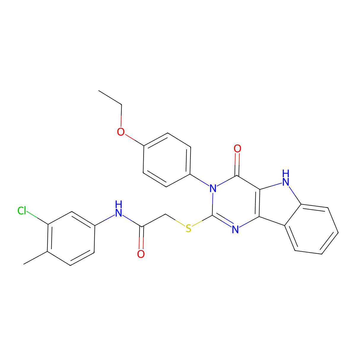 N-(3-chloro-4-methylphenyl)-2-[[3-(4-ethoxyphenyl)-4-oxo-5H-pyrimido[5,4-b]indol-2-yl]sulfanyl]acetamide molecular structure, CAS 536710-55-1