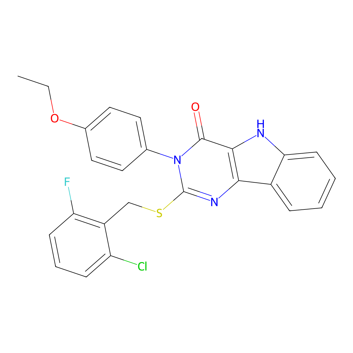 2-((2-chloro-6-fluorobenzyl)thio)-3-(4-ethoxyphenyl)-3H-pyrimido[5,4-b]indol-4(5H)-one molecular structure, CAS 536710-59-5