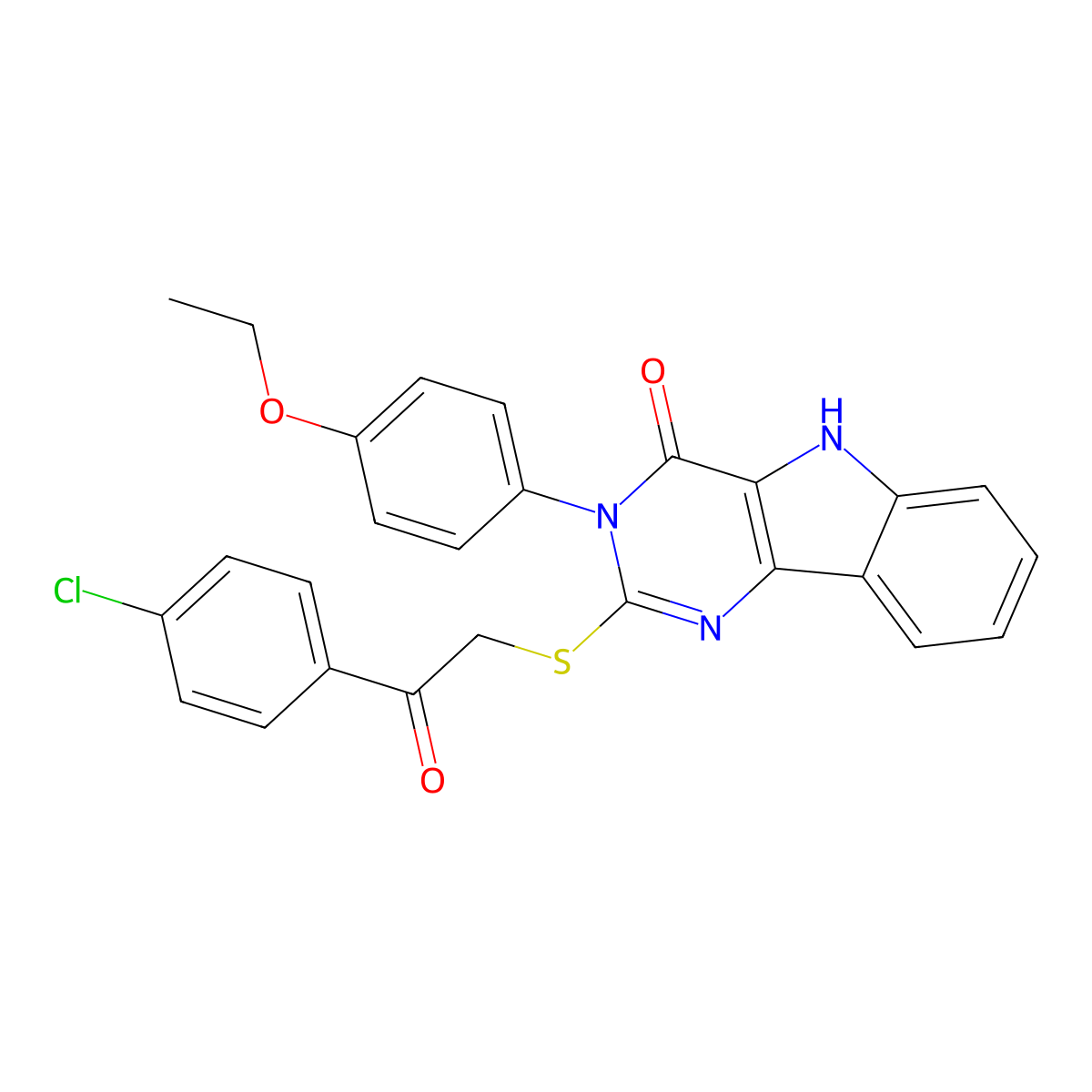 2-[2-(4-chlorophenyl)-2-oxoethyl]sulfanyl-3-(4-ethoxyphenyl)-5H-pyrimido[5,4-b]indol-4-one molecular structure, CAS 536710-62-0