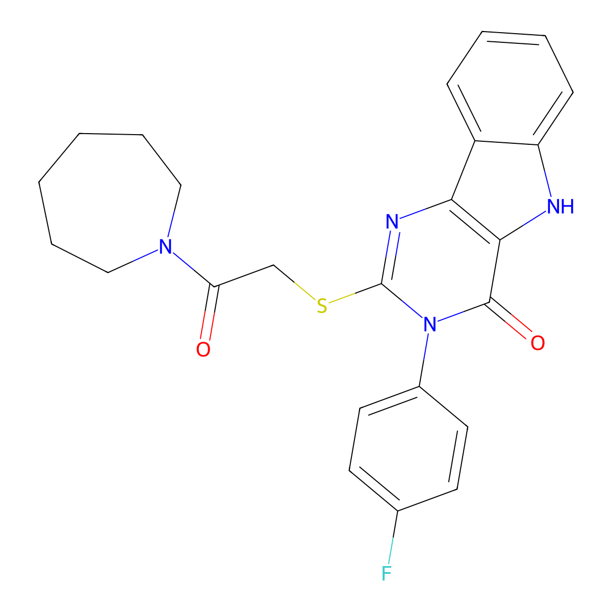 2-((2-(azepan-1-yl)-2-oxoethyl)thio)-3-(4-fluorophenyl)-3H-pyrimido[5,4-b]indol-4(5H)-one molecular structure, CAS 536710-65-3