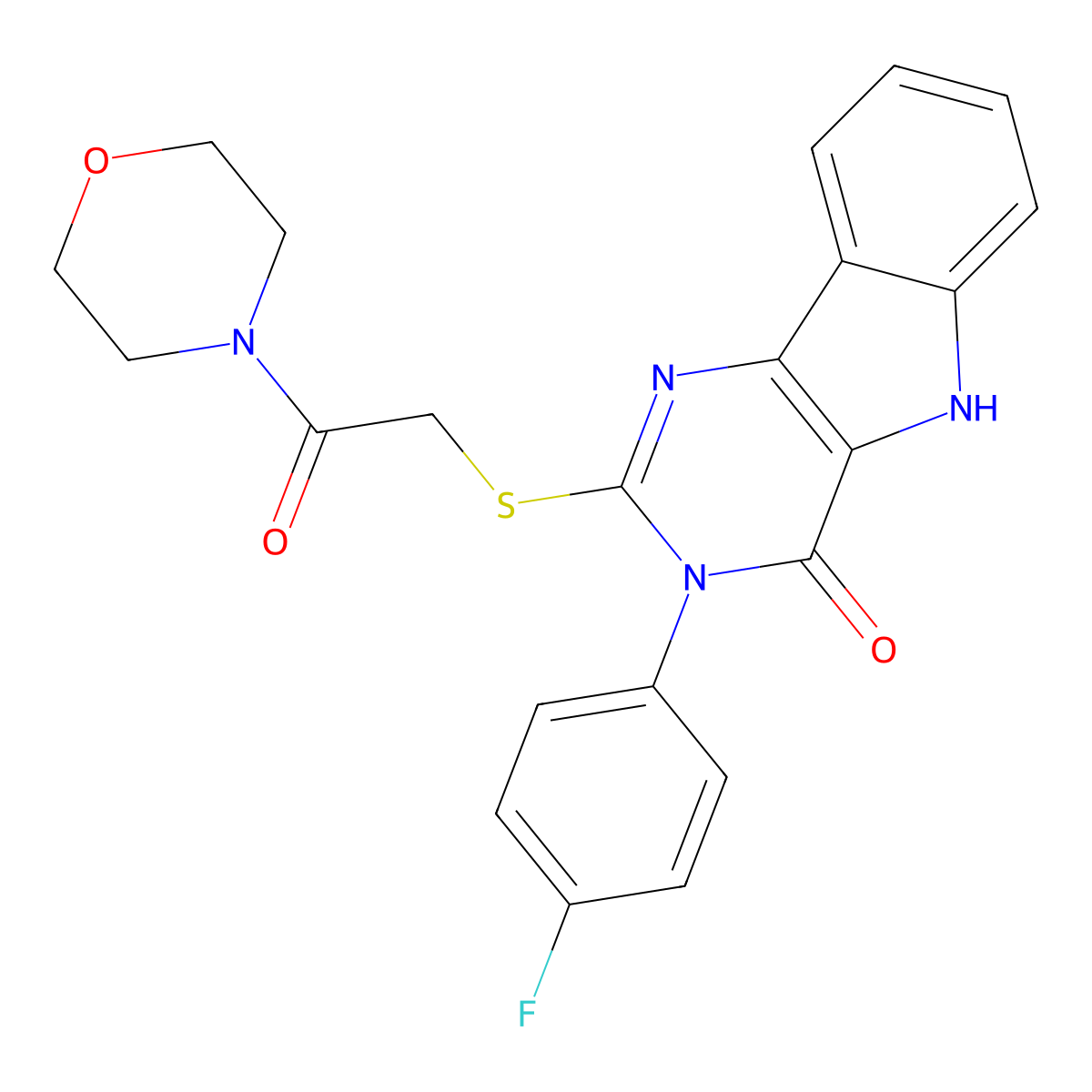 3-(4-fluorophenyl)-2-((2-morpholino-2-oxoethyl)thio)-3H-pyrimido[5,4-b]indol-4(5H)-one molecular structure, CAS 536710-67-5
