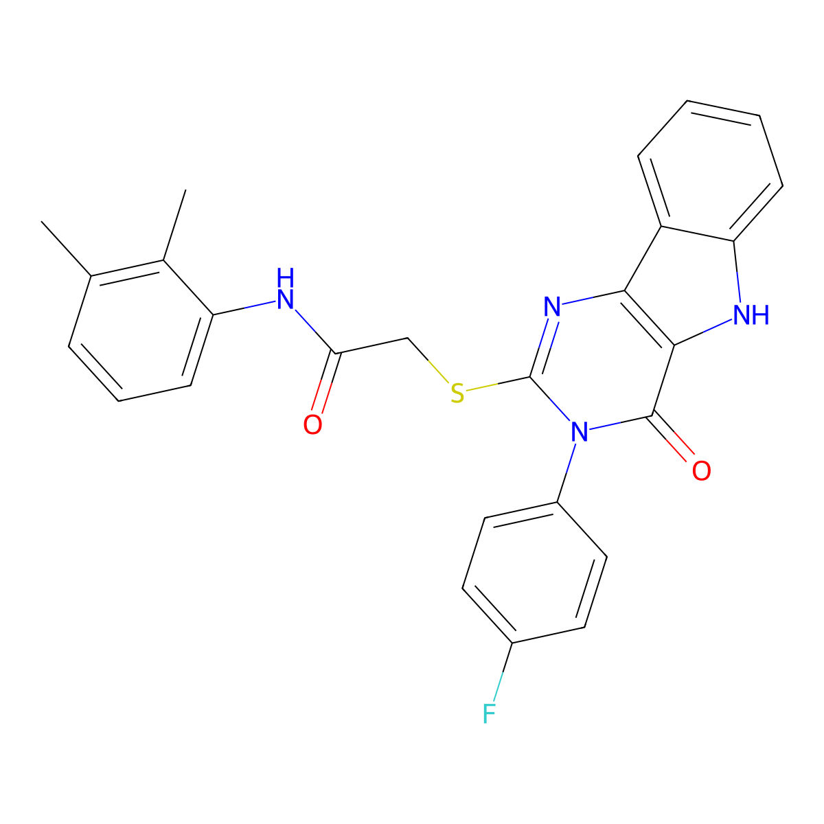 N-(2,3-dimethylphenyl)-2-[[3-(4-fluorophenyl)-4-oxo-5H-pyrimido[5,4-b]indol-2-yl]sulfanyl]acetamide molecular structure, CAS 536710-99-3