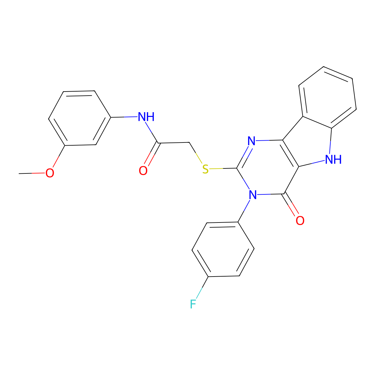 2-[[3-(4-fluorophenyl)-4-oxo-5H-pyrimido[5,4-b]indol-2-yl]sulfanyl]-N-(3-methoxyphenyl)acetamide molecular structure, CAS 536711-58-7