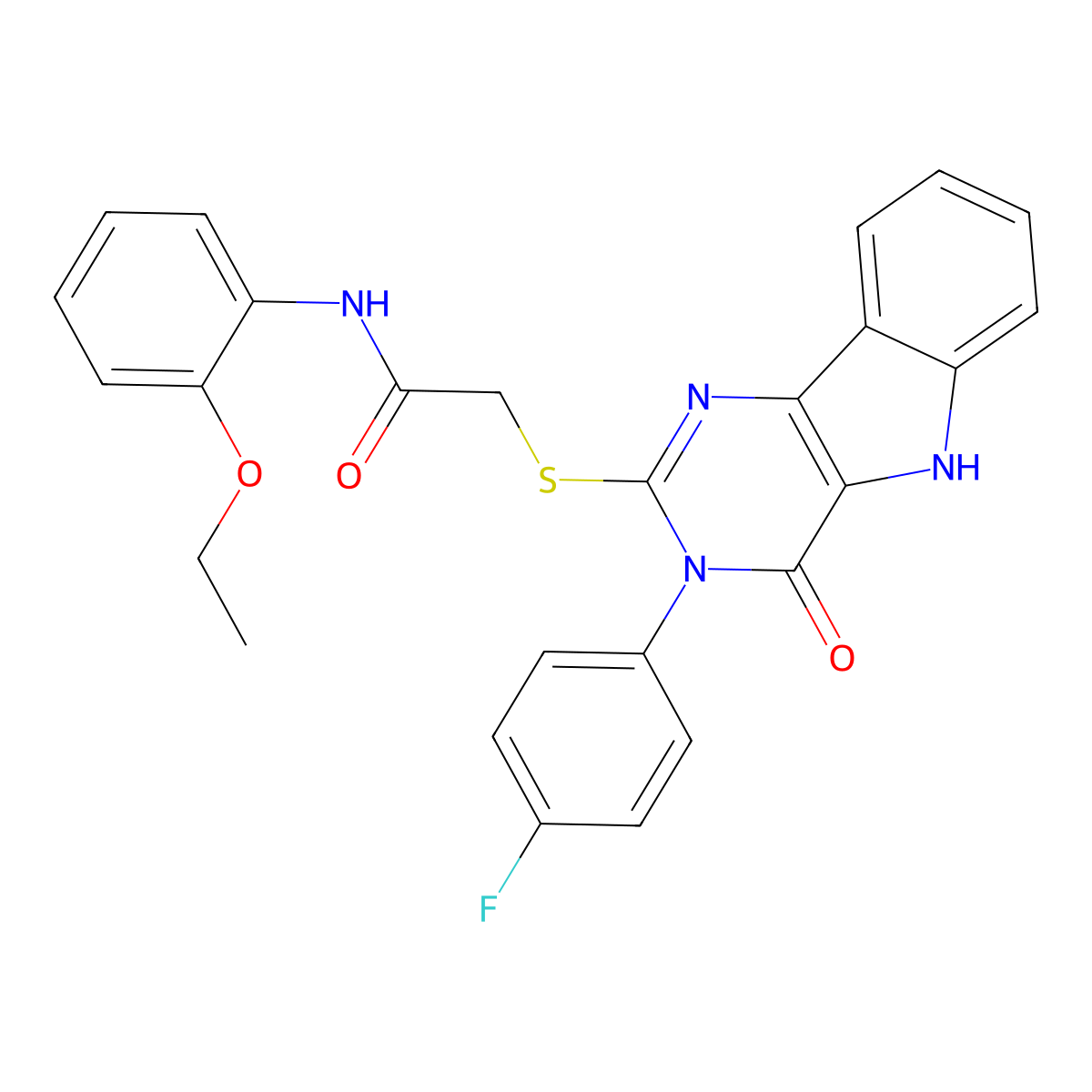 N-(2-ethoxyphenyl)-2-[[3-(4-fluorophenyl)-4-oxo-5H-pyrimido[5,4-b]indol-2-yl]sulfanyl]acetamide molecular structure, CAS 536711-60-1