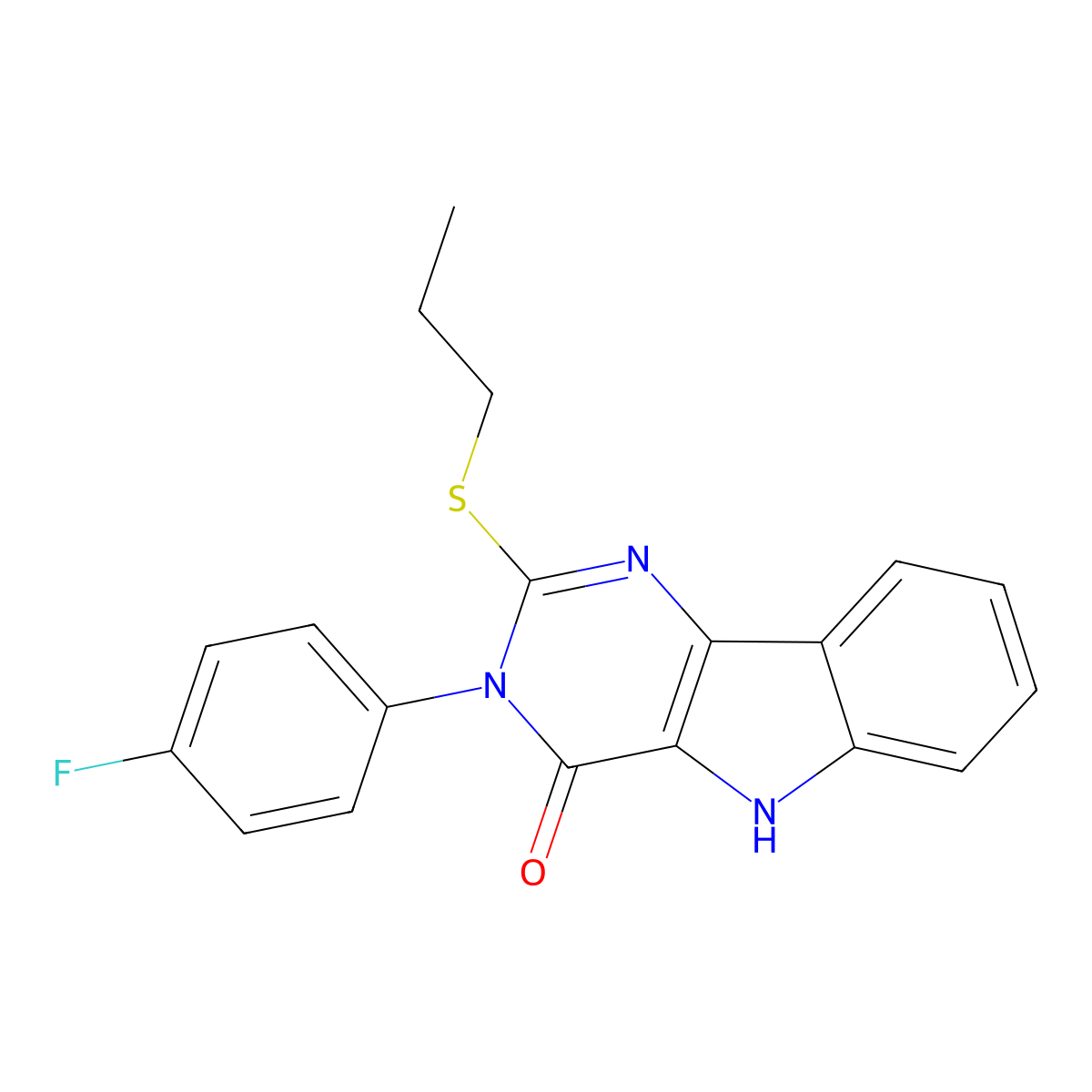 3-(4-fluorophenyl)-2-(propylthio)-3H-pyrimido[5,4-b]indol-4(5H)-one molecular structure, CAS 536711-70-3