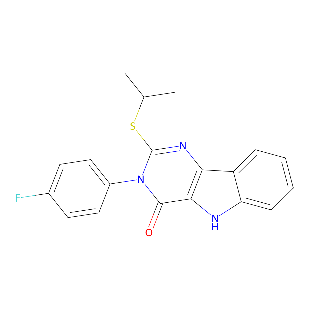 3-(4-fluorophenyl)-2-(isopropylthio)-3H-pyrimido[5,4-b]indol-4(5H)-one molecular structure, CAS 536711-73-6