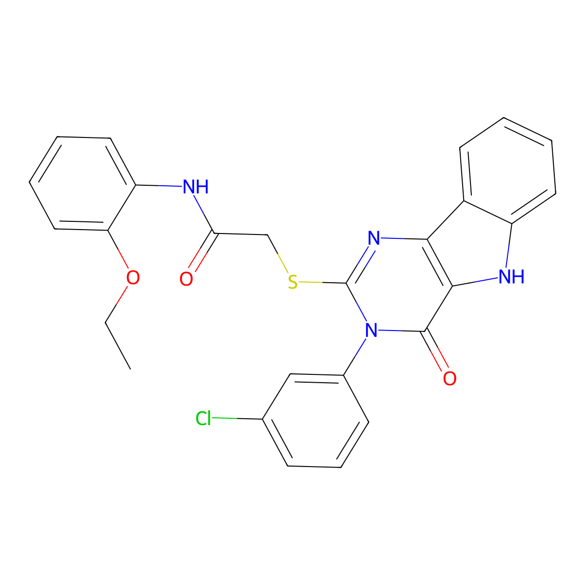 2-((3-(3-chlorophenyl)-4-oxo-4,5-dihydro-3H-pyrimido[5,4-b]indol-2-yl)thio)-N-(2-ethoxyphenyl)acetamide molecular structure, CAS 536713-48-1