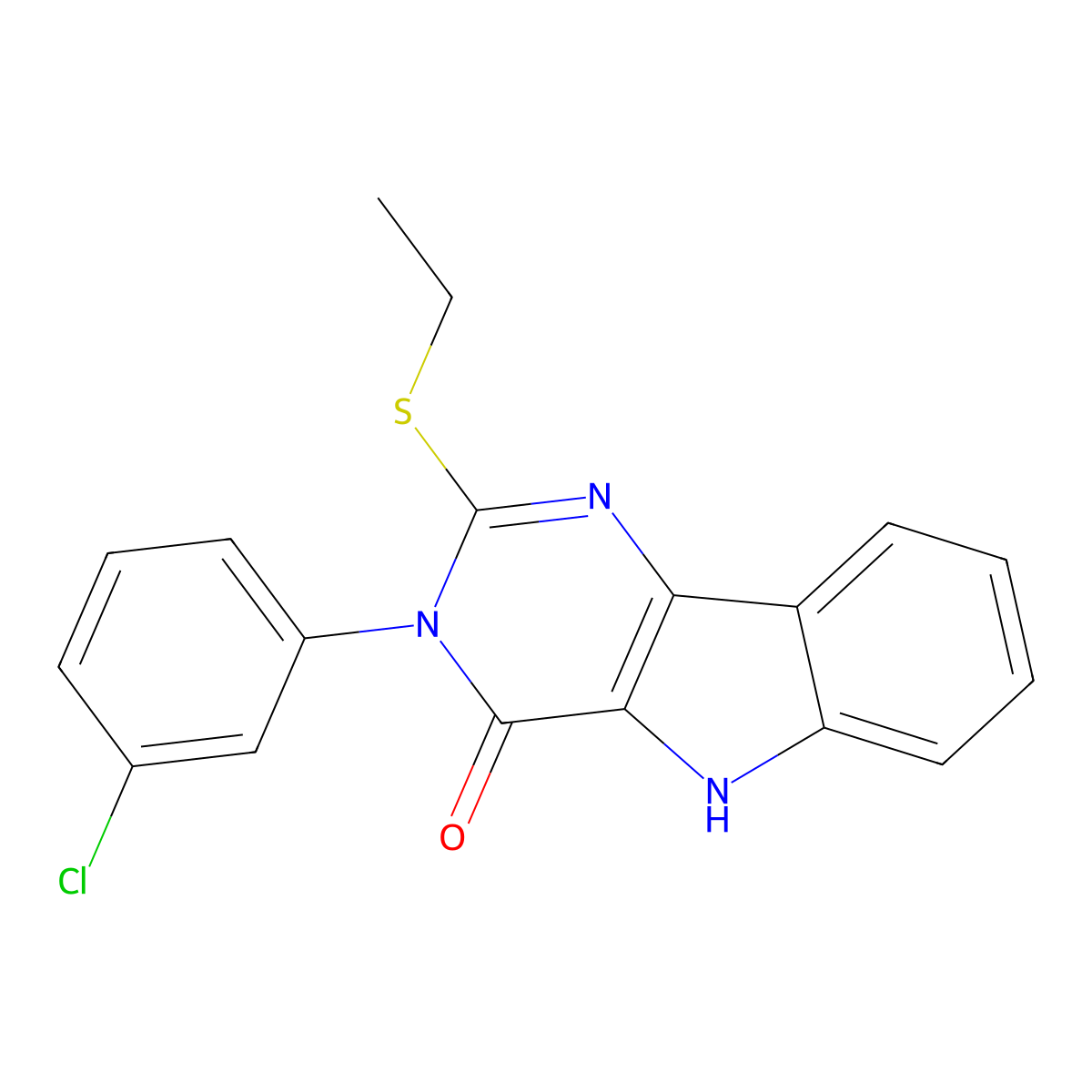 3-(3-chlorophenyl)-2-ethylsulfanyl-5H-pyrimido[5,4-b]indol-4-one molecular structure, CAS 536713-54-9