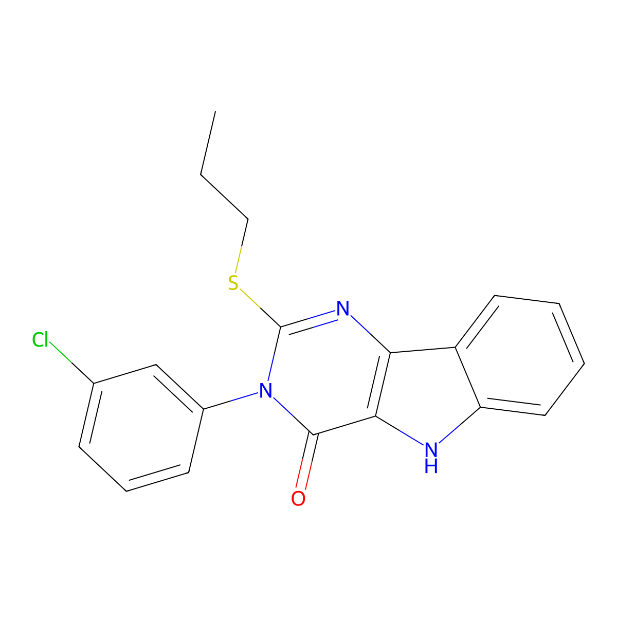 3-(3-chlorophenyl)-2-propylsulfanyl-5H-pyrimido[5,4-b]indol-4-one molecular structure, CAS 536713-56-1