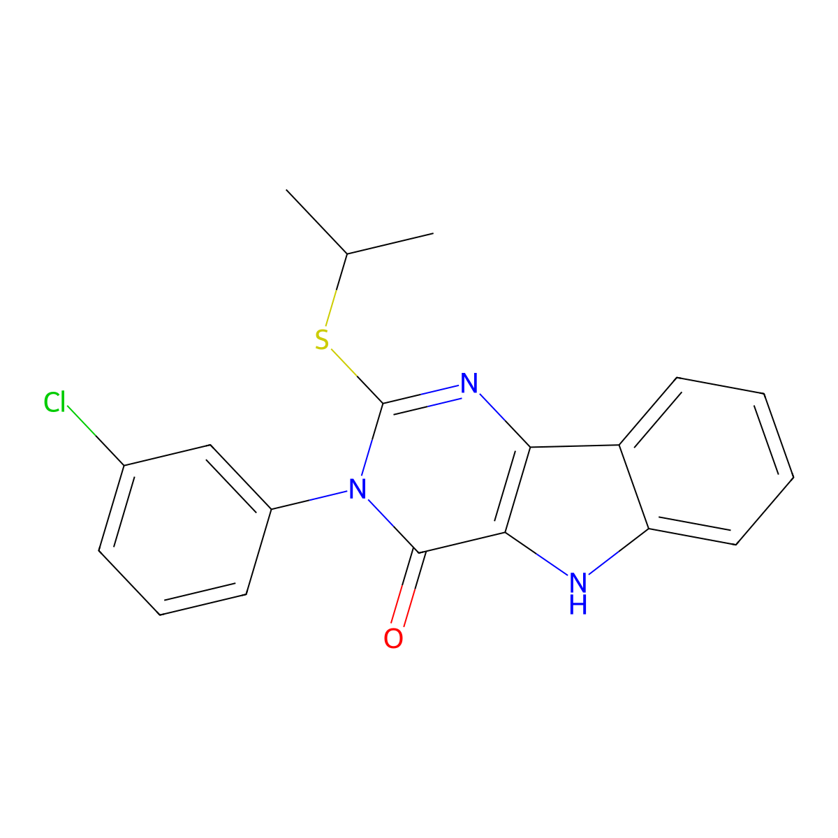 3-(3-chlorophenyl)-2-(isopropylthio)-3H-pyrimido[5,4-b]indol-4(5H)-one molecular structure, CAS 536713-58-3