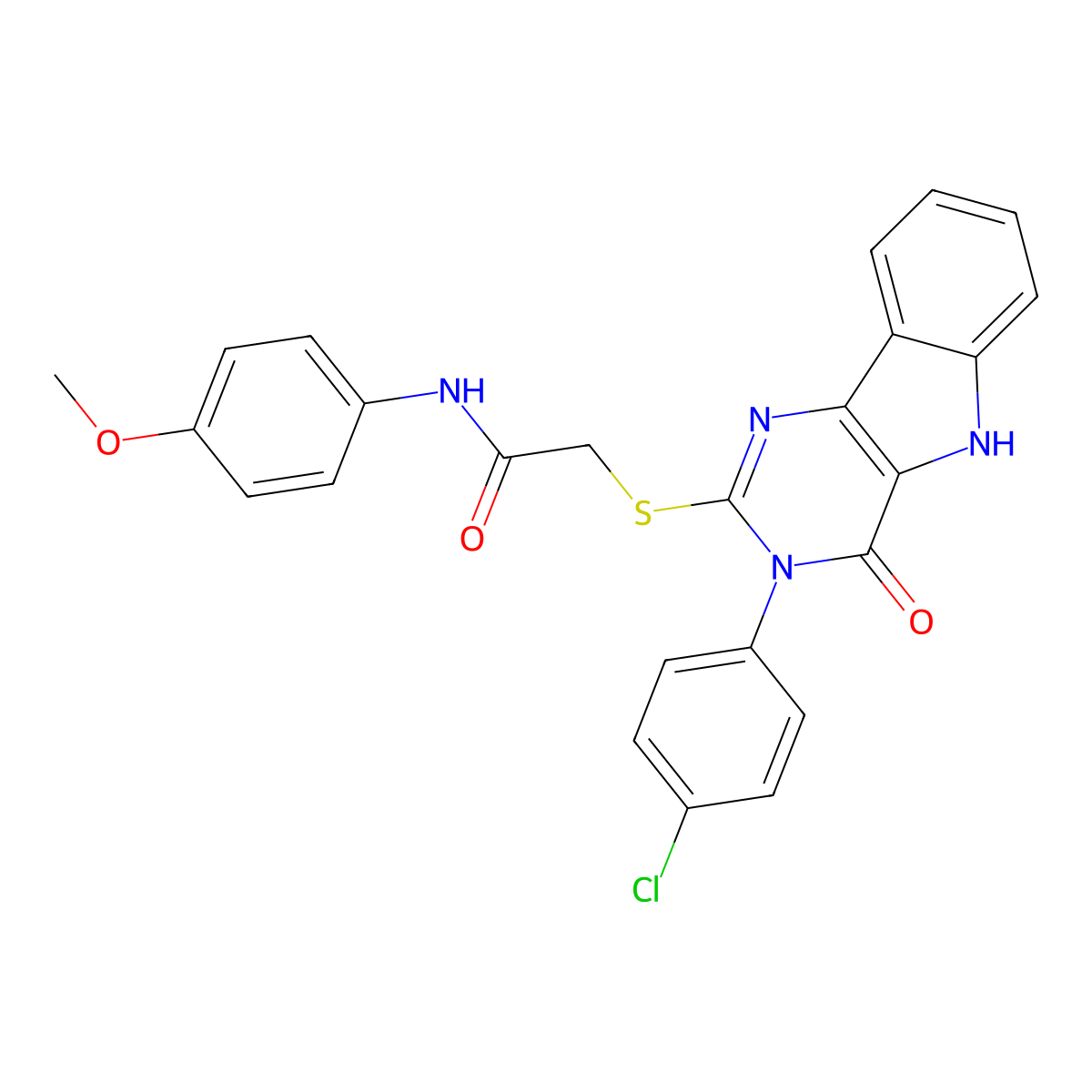 2-[[3-(4-chlorophenyl)-4-oxo-5H-pyrimido[5,4-b]indol-2-yl]sulfanyl]-N-(4-methoxyphenyl)acetamide molecular structure, CAS 536714-62-2