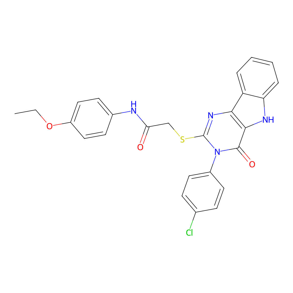 2-((3-(4-chlorophenyl)-4-oxo-4,5-dihydro-3H-pyrimido[5,4-b]indol-2-yl)thio)-N-(4-ethoxyphenyl)acetamide molecular structure, CAS 536714-72-4