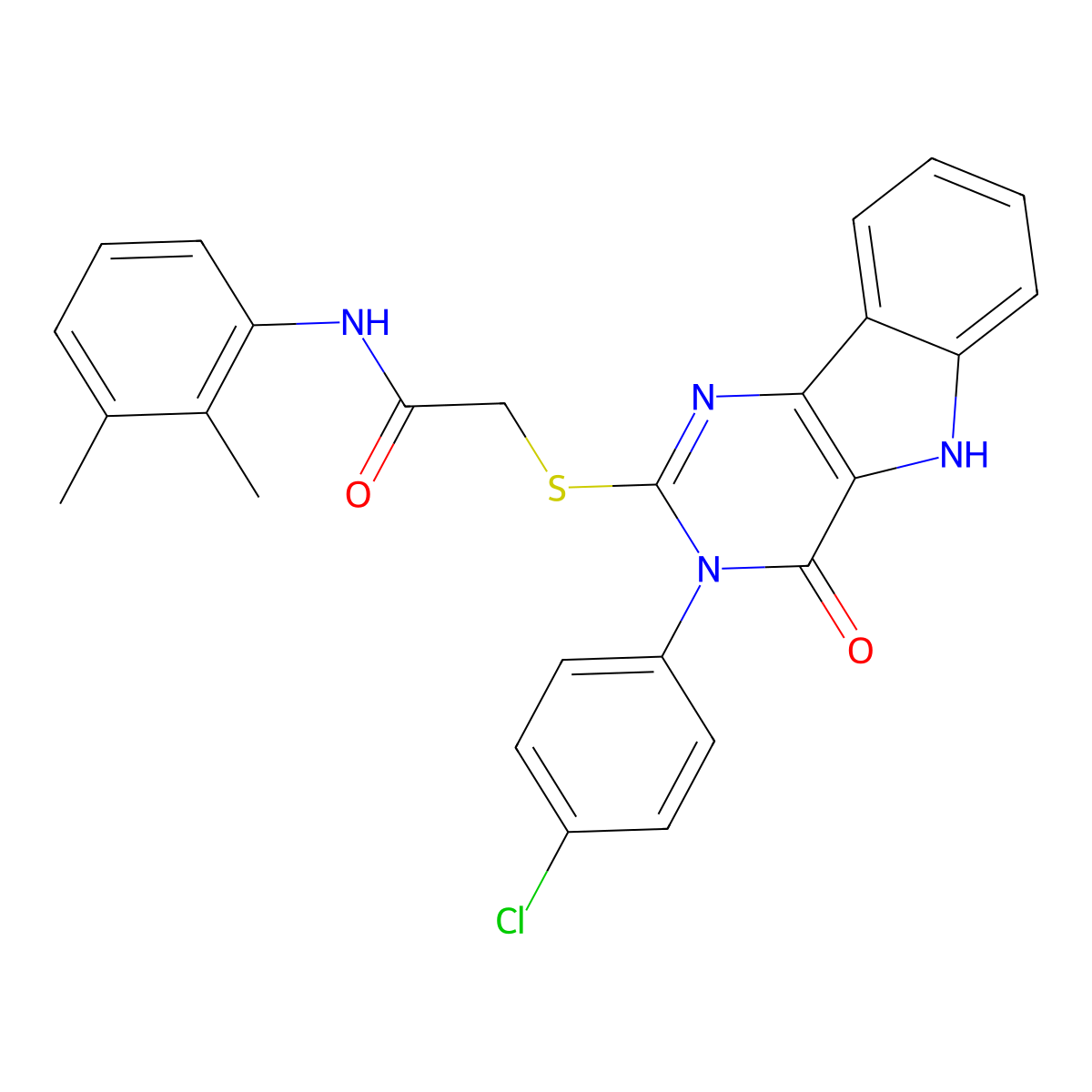2-[[3-(4-chlorophenyl)-4-oxo-5H-pyrimido[5,4-b]indol-2-yl]sulfanyl]-N-(2,3-dimethylphenyl)acetamide molecular structure, CAS 536714-74-6