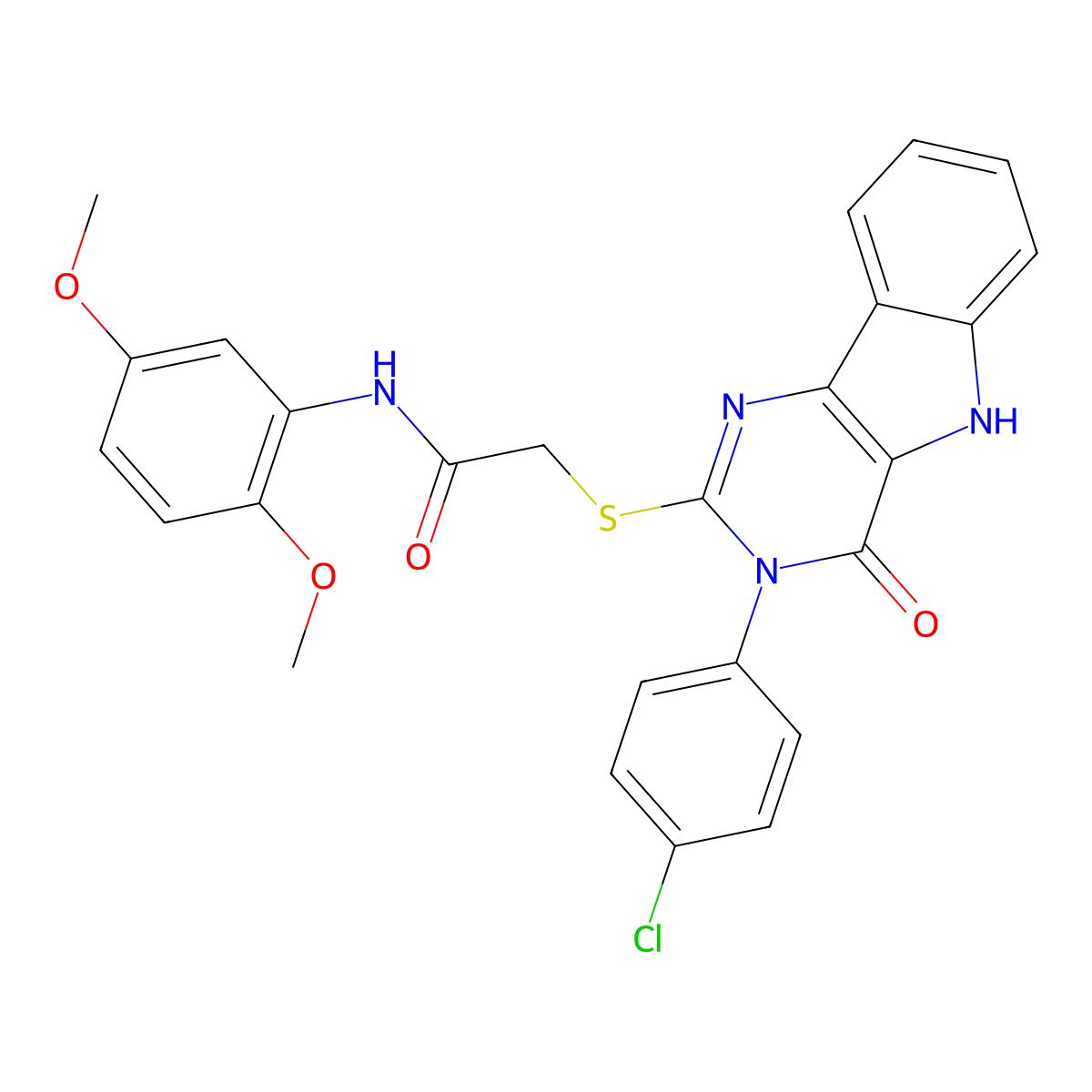 2-[[3-(4-chlorophenyl)-4-oxo-5H-pyrimido[5,4-b]indol-2-yl]sulfanyl]-N-(2,5-dimethoxyphenyl)acetamide molecular structure, CAS 536715-22-7
