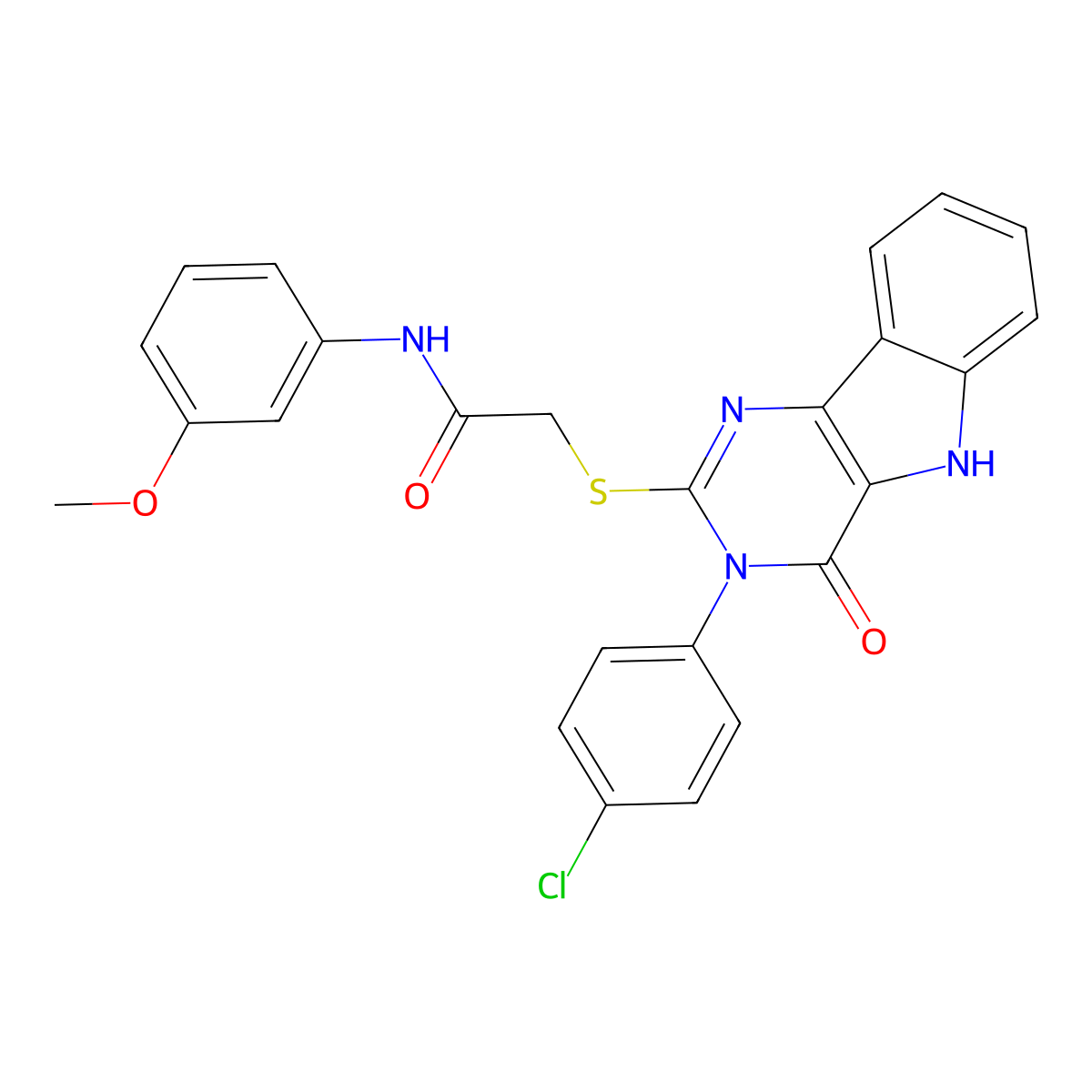 2-[[3-(4-chlorophenyl)-4-oxo-5H-pyrimido[5,4-b]indol-2-yl]sulfanyl]-N-(3-methoxyphenyl)acetamide molecular structure, CAS 536715-23-8