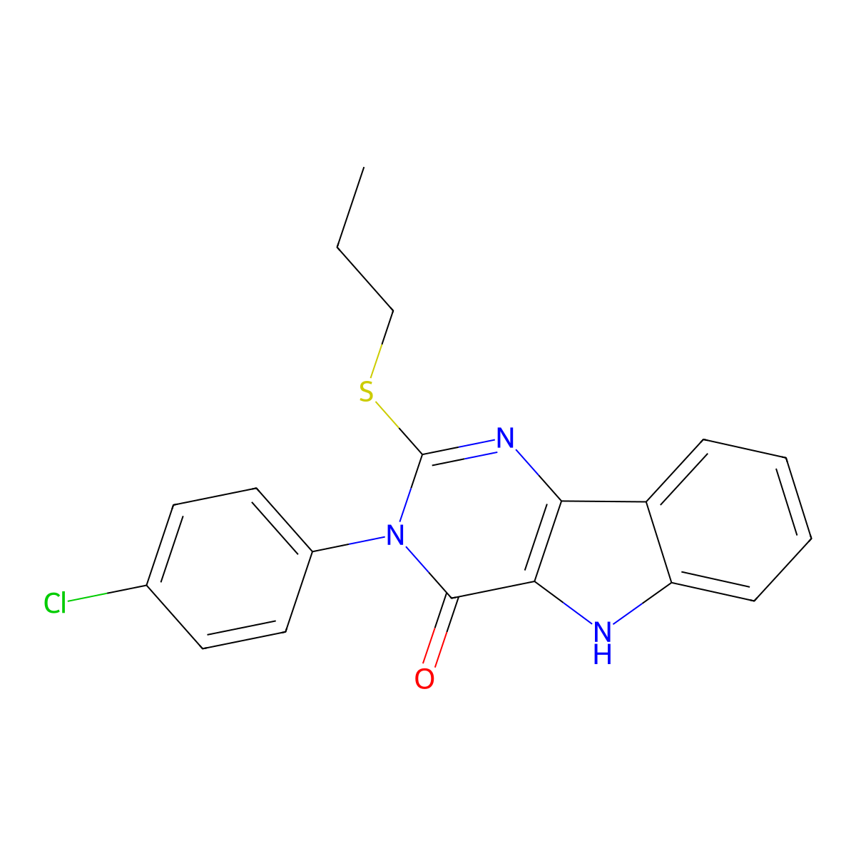 3-(4-chlorophenyl)-2-(propylthio)-3H-pyrimido[5,4-b]indol-4(5H)-one molecular structure, CAS 536715-28-3