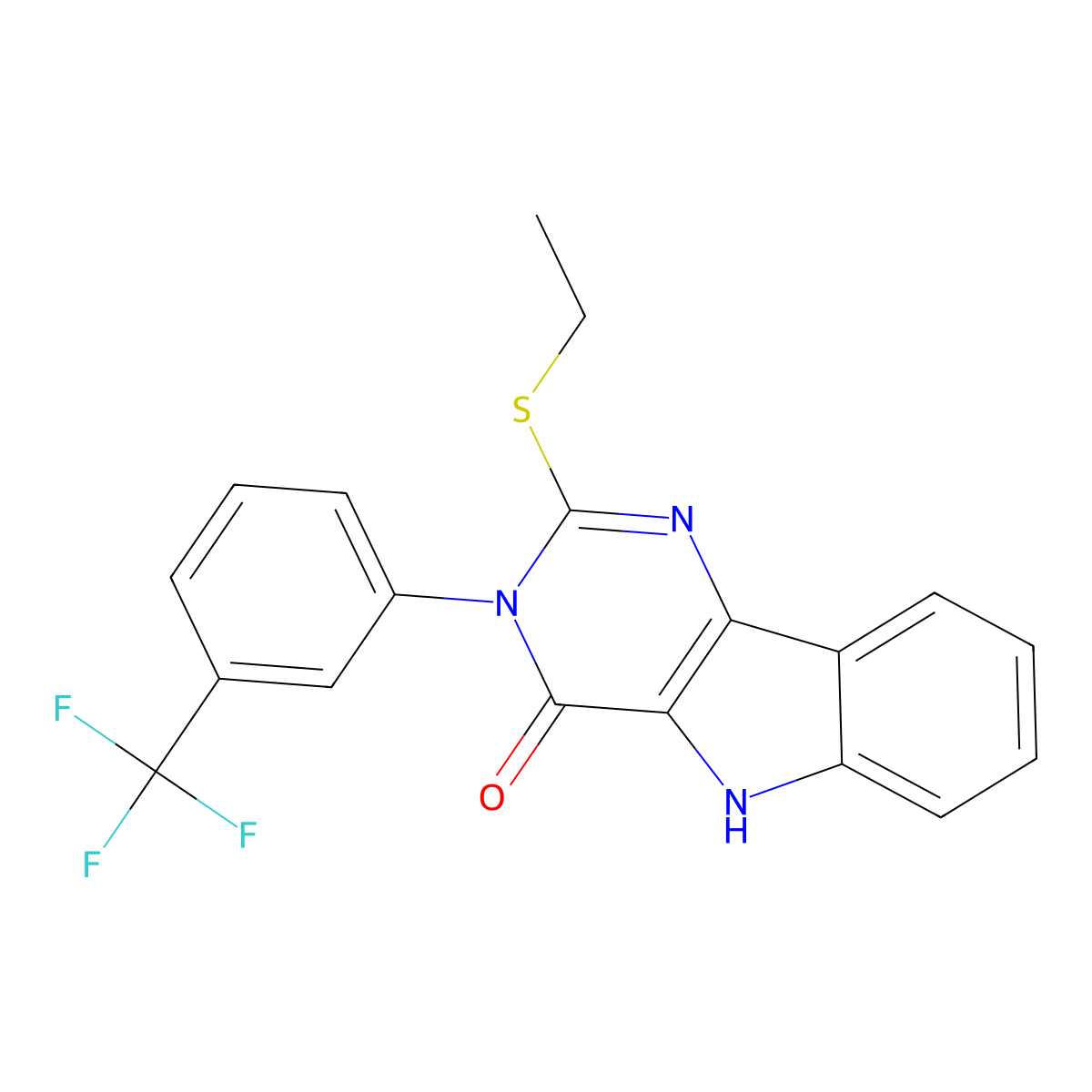 2-(ethylthio)-3-(3-(trifluoromethyl)phenyl)-3H-pyrimido[5,4-b]indol-4(5H)-one molecular structure, CAS 536716-25-3