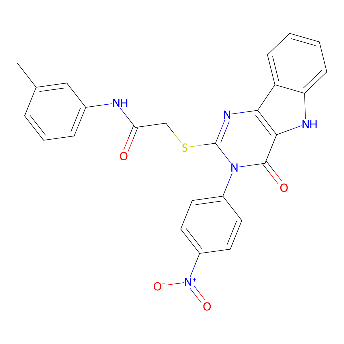 2-((3-(4-nitrophenyl)-4-oxo-4,5-dihydro-3H-pyrimido[5,4-b]indol-2-yl)thio)-N-(m-tolyl)acetamide molecular structure, CAS 536716-83-3