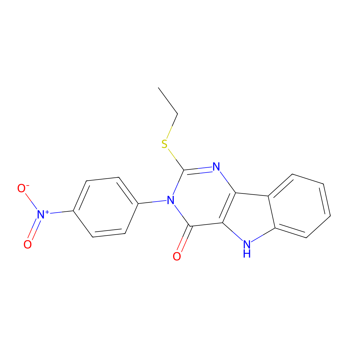 2-(ethylthio)-3-(4-nitrophenyl)-3H-pyrimido[5,4-b]indol-4(5H)-one molecular structure, CAS 536717-20-1