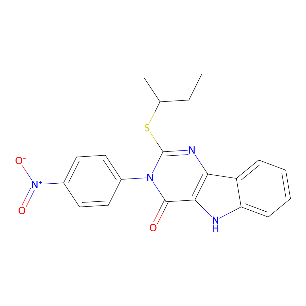 2-(sec-butylthio)-3-(4-nitrophenyl)-3H-pyrimido[5,4-b]indol-4(5H)-one molecular structure, CAS 536717-24-5