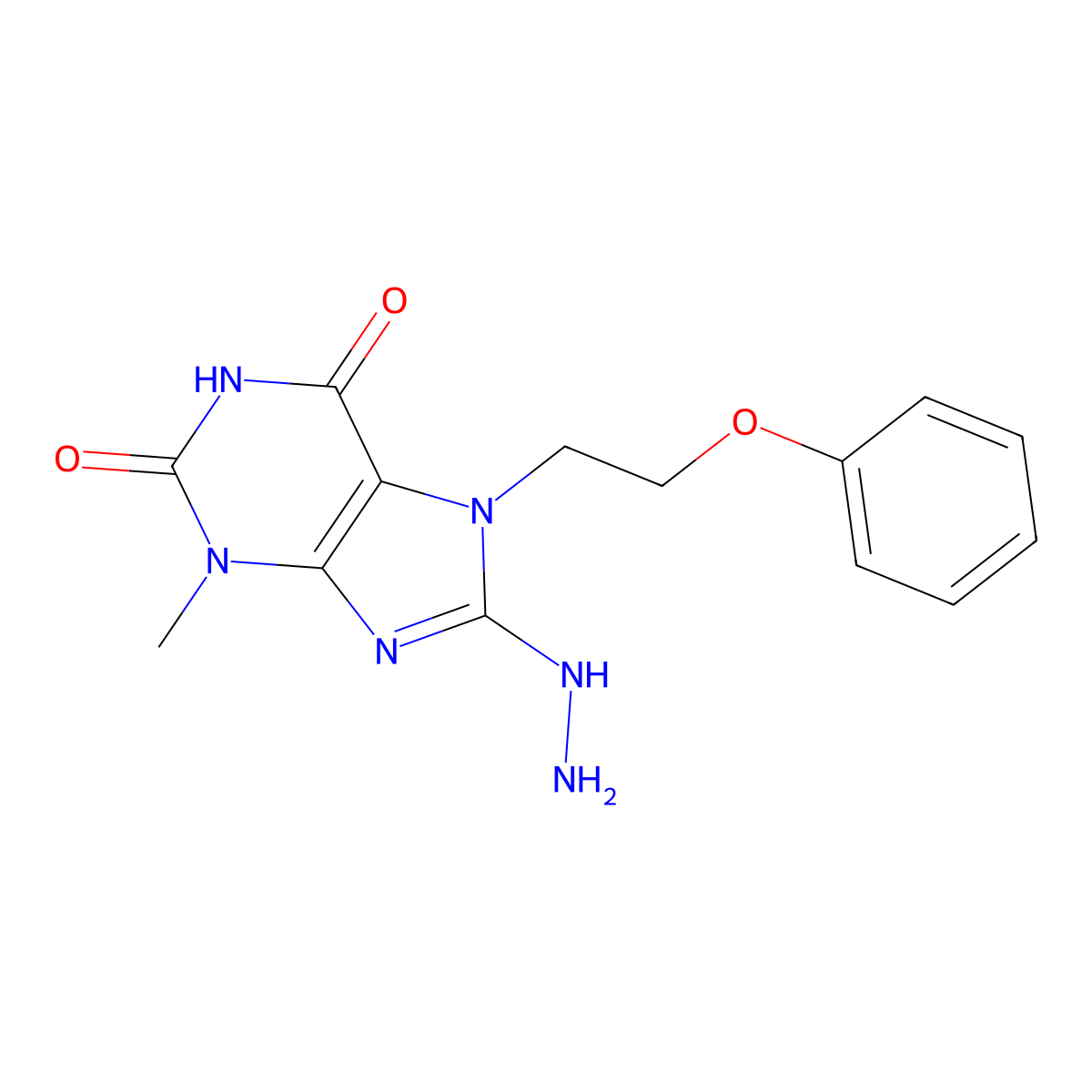 8-Hydrazinyl-3-methyl-7-(2-phenoxyethyl)purine-2,6-dione molecular structure, CAS 536718-48-6