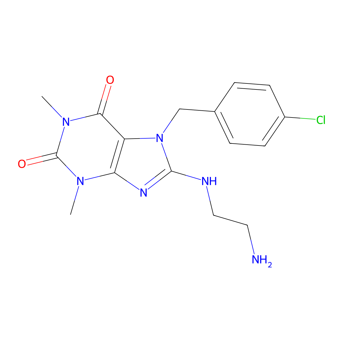 8-((2-aminoethyl)amino)-7-(4-chlorobenzyl)-1,3-dimethyl-1H-purine-2,6(3H,7H)-dione molecular structure, CAS 536719-02-5