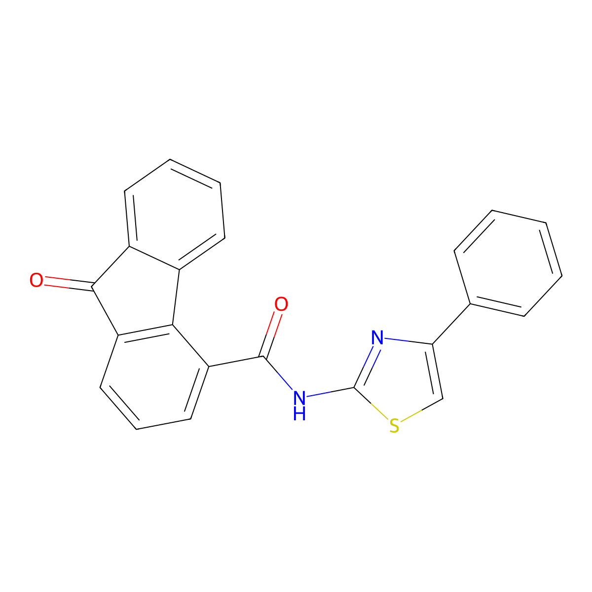 9-oxo-N-(4-phenyl-1,3-thiazol-2-yl)-9H-fluorene-4-carboxamide molecular structure, CAS 536719-56-9