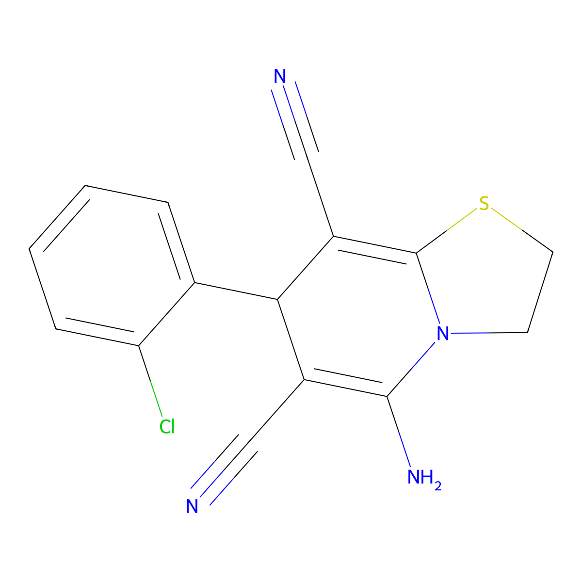 5-amino-7-(2-chlorophenyl)-3,7-dihydro-2H-thiazolo[3,2-a]pyridine-6,8-dicarbonitrile molecular structure, CAS 536719-64-9